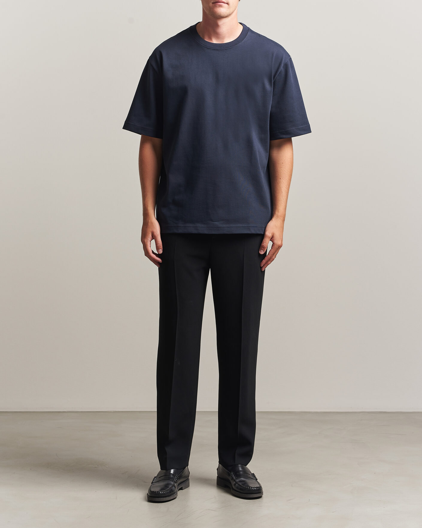 Homme | T-shirts | Filippa K | Heavy Cotton Crew Neck T-Shirt Night Blue