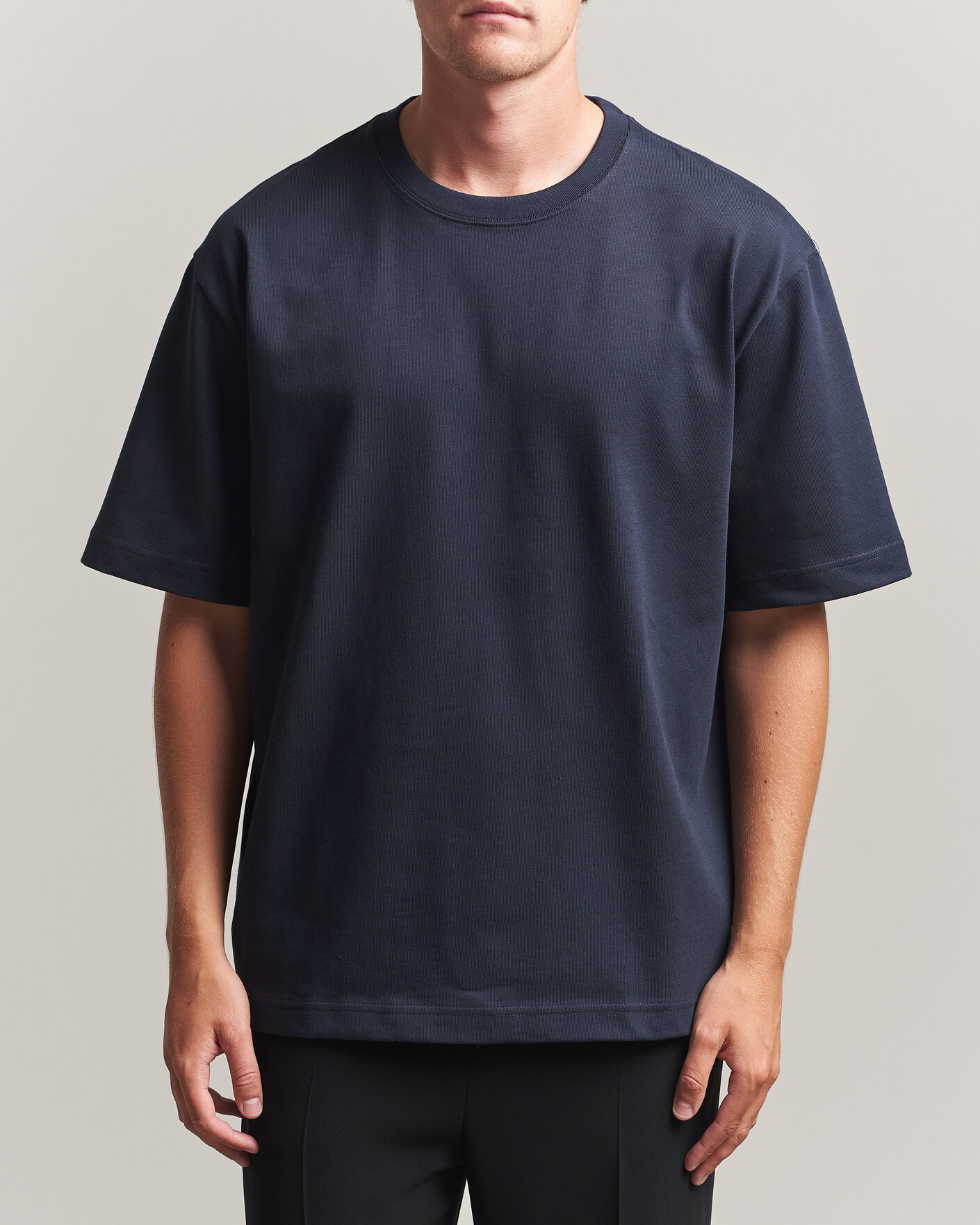Homme | T-shirts | Filippa K | Heavy Cotton Crew Neck T-Shirt Night Blue