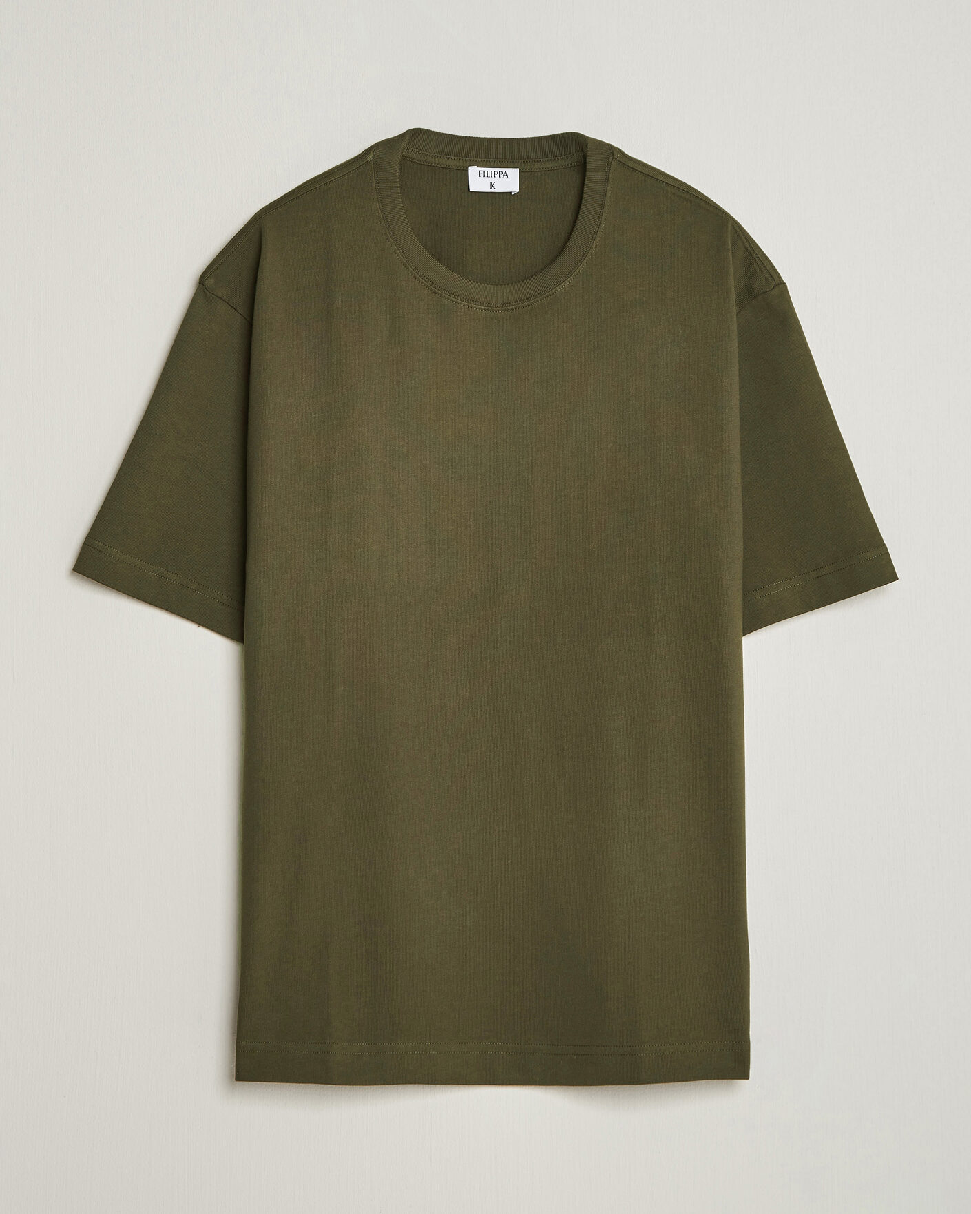 Heren | T-shirts | Filippa K | Heavy Cotton Crew Neck T-Shirt Dark Moss Green