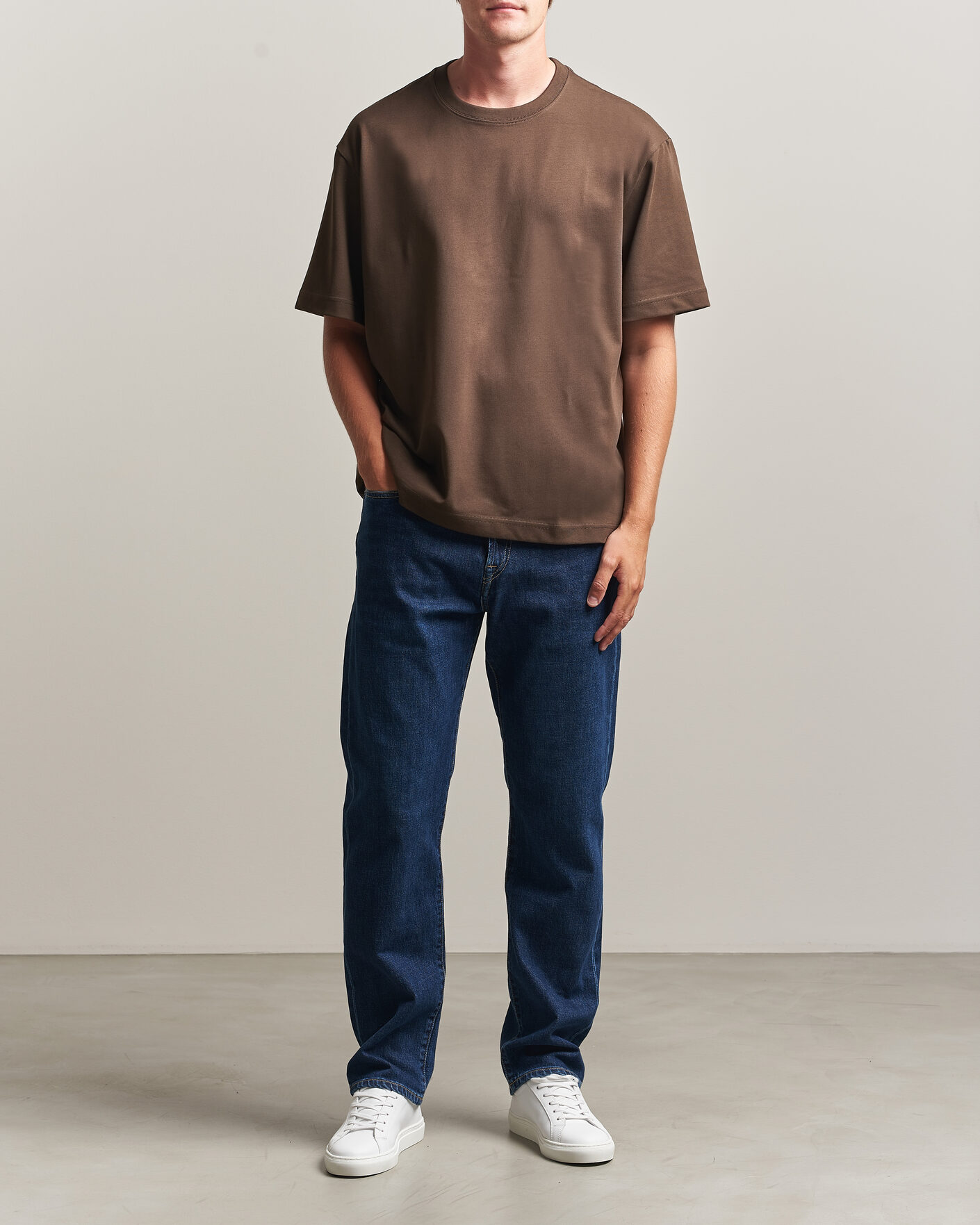 Heren | T-shirts | Filippa K | Heavy Cotton Crew Neck T-Shirt Golden Brown