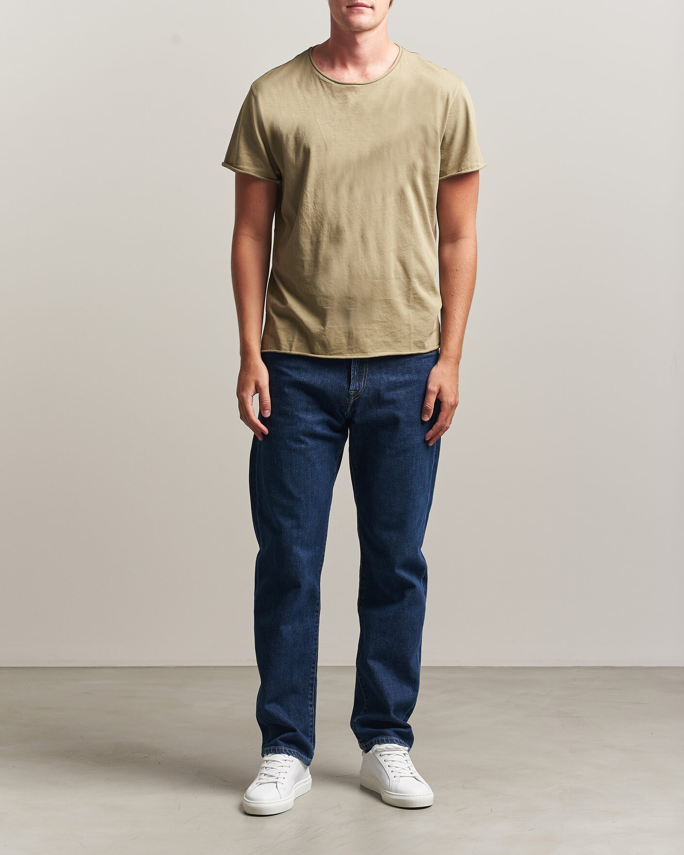 Homme | T-shirts | Filippa K | Roll Neck Crew Neck T-Shirt Light Olive Green