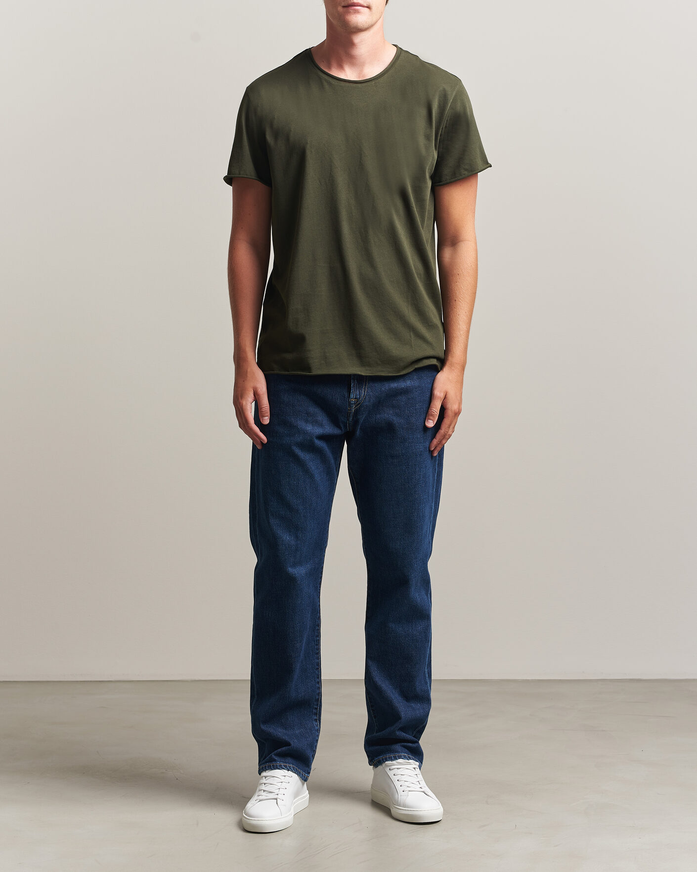 Homme | T-shirts | Filippa K | Roll Neck Crew Neck T-Shirt Night Green