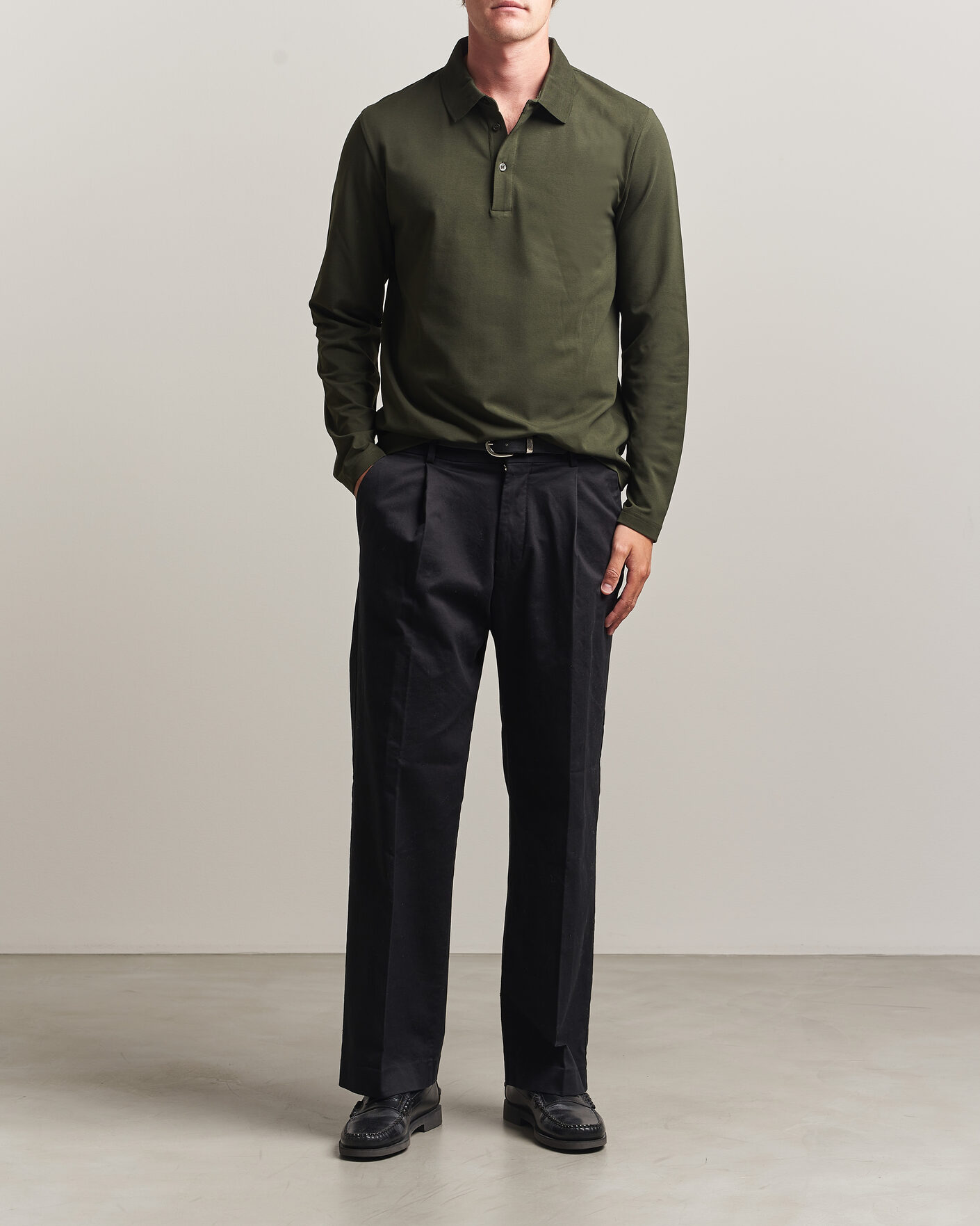 Homme | Polos | Filippa K | Luke Lycra Polo Shirt Night Green