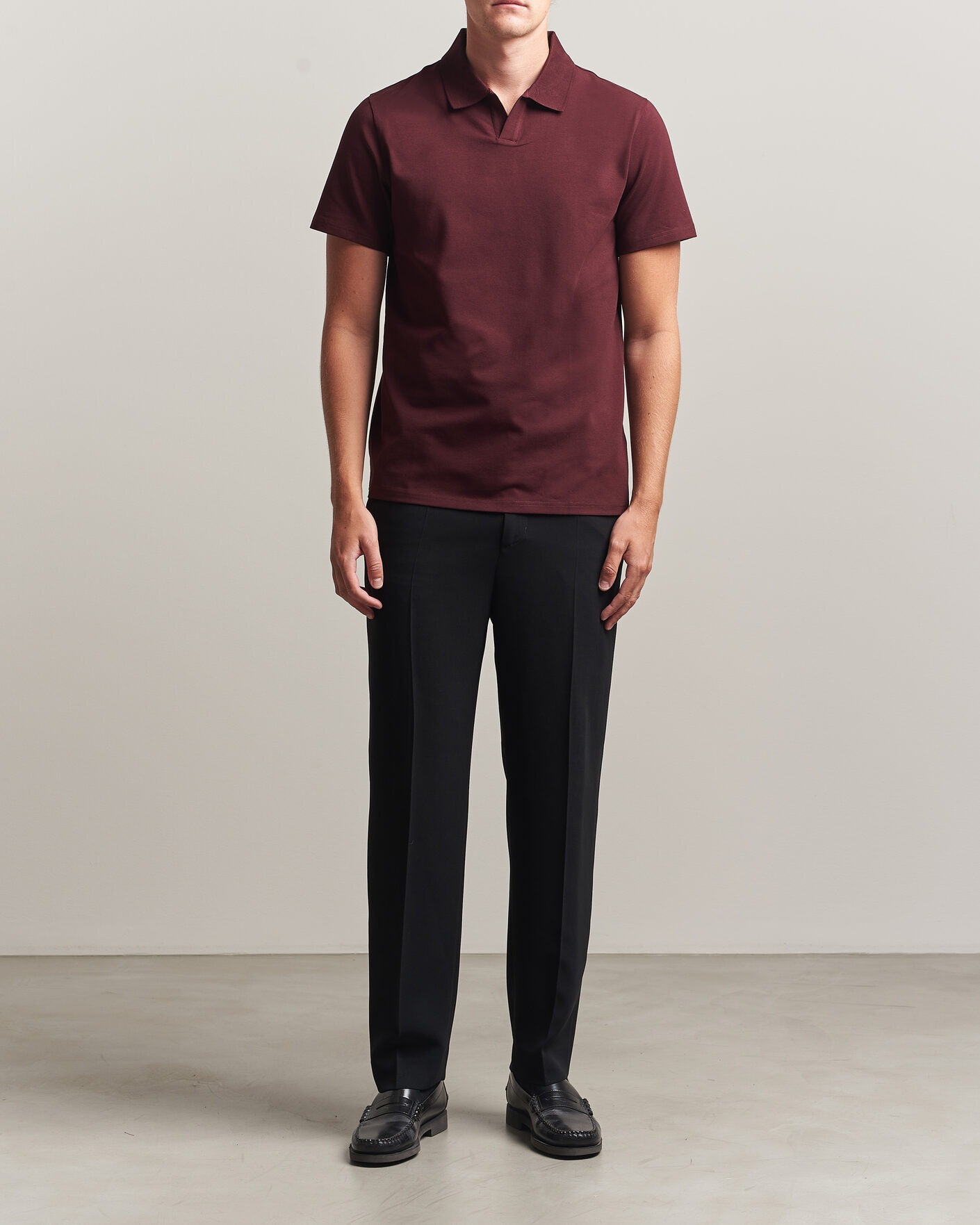 Homme | Polos | Filippa K | Soft Lycra Polo T-Shirt Dark Burgundy