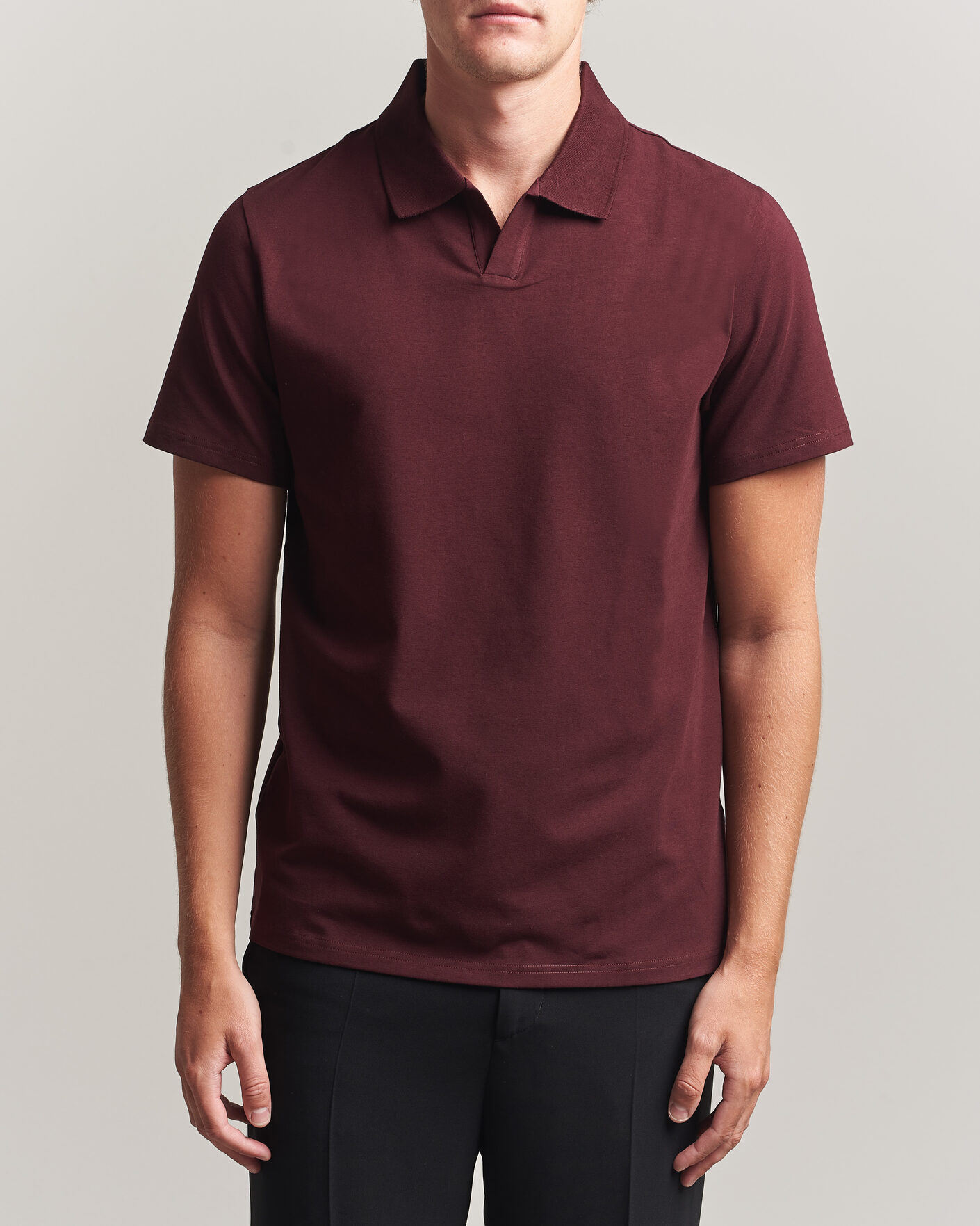 Homme | Polos | Filippa K | Soft Lycra Polo T-Shirt Dark Burgundy