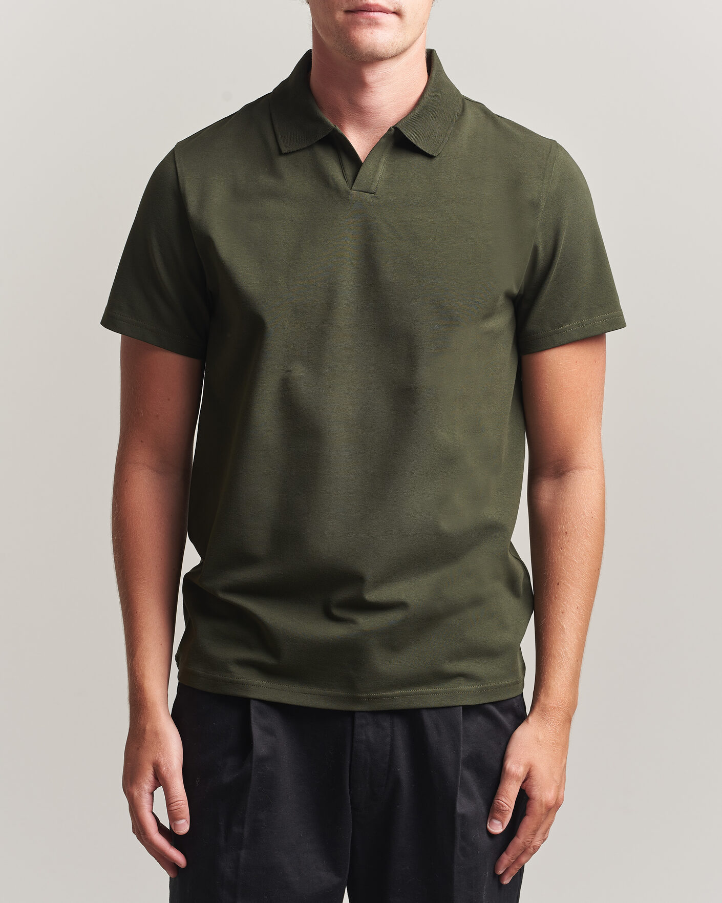 Homme | Polos | Filippa K | Soft Lycra Polo T-Shirt Night Green