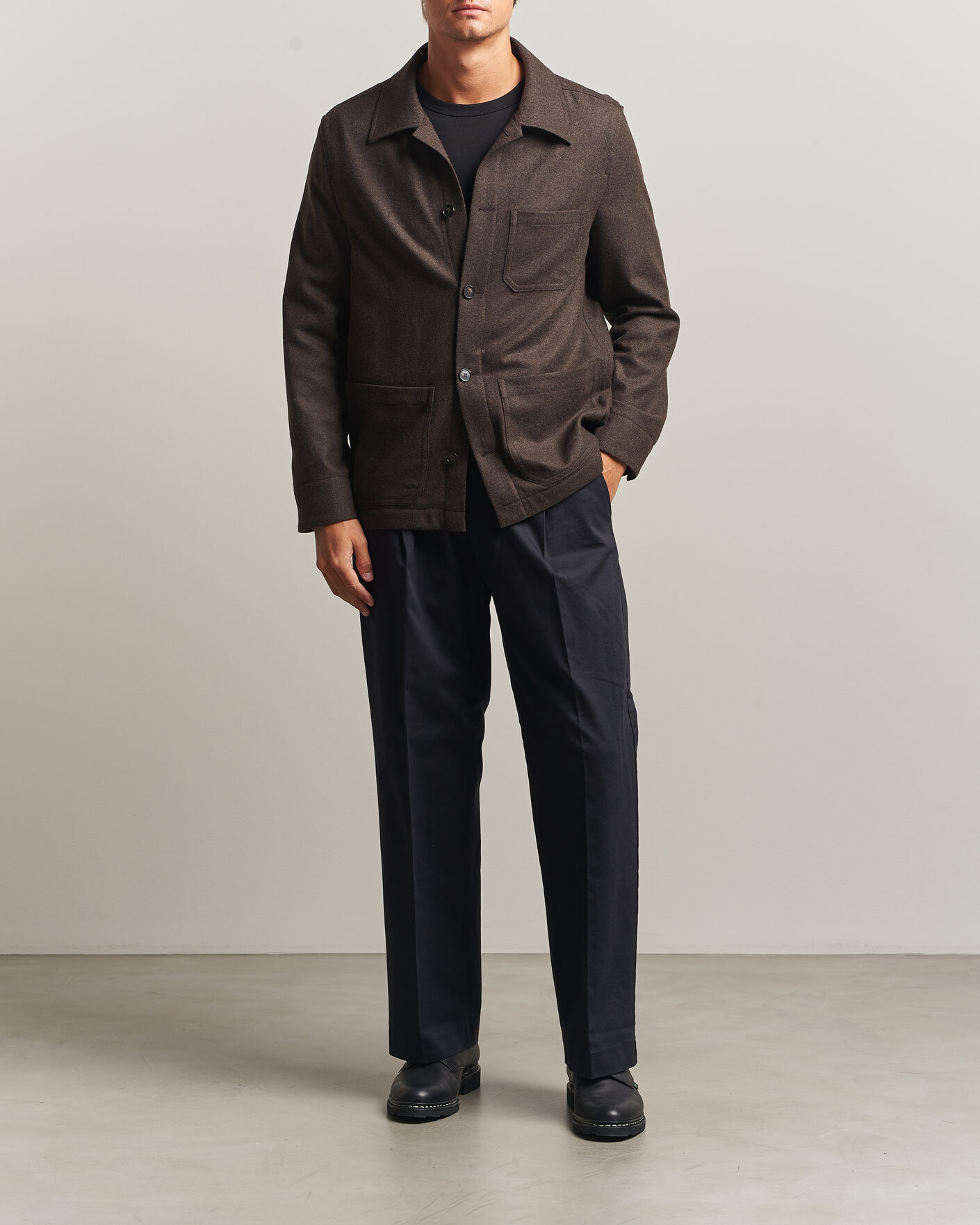Heren | Overhemden | Filippa K | Taylor Flannel Overshirt Walnut Brown