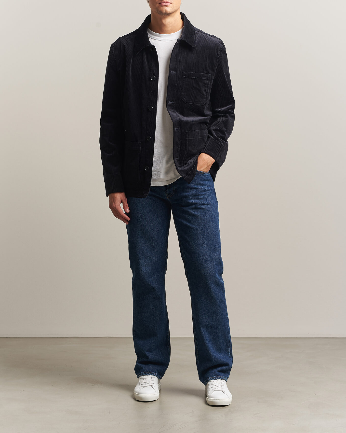 Heren | Overhemden | Filippa K | Taylor Corduroy Overshirt Navy