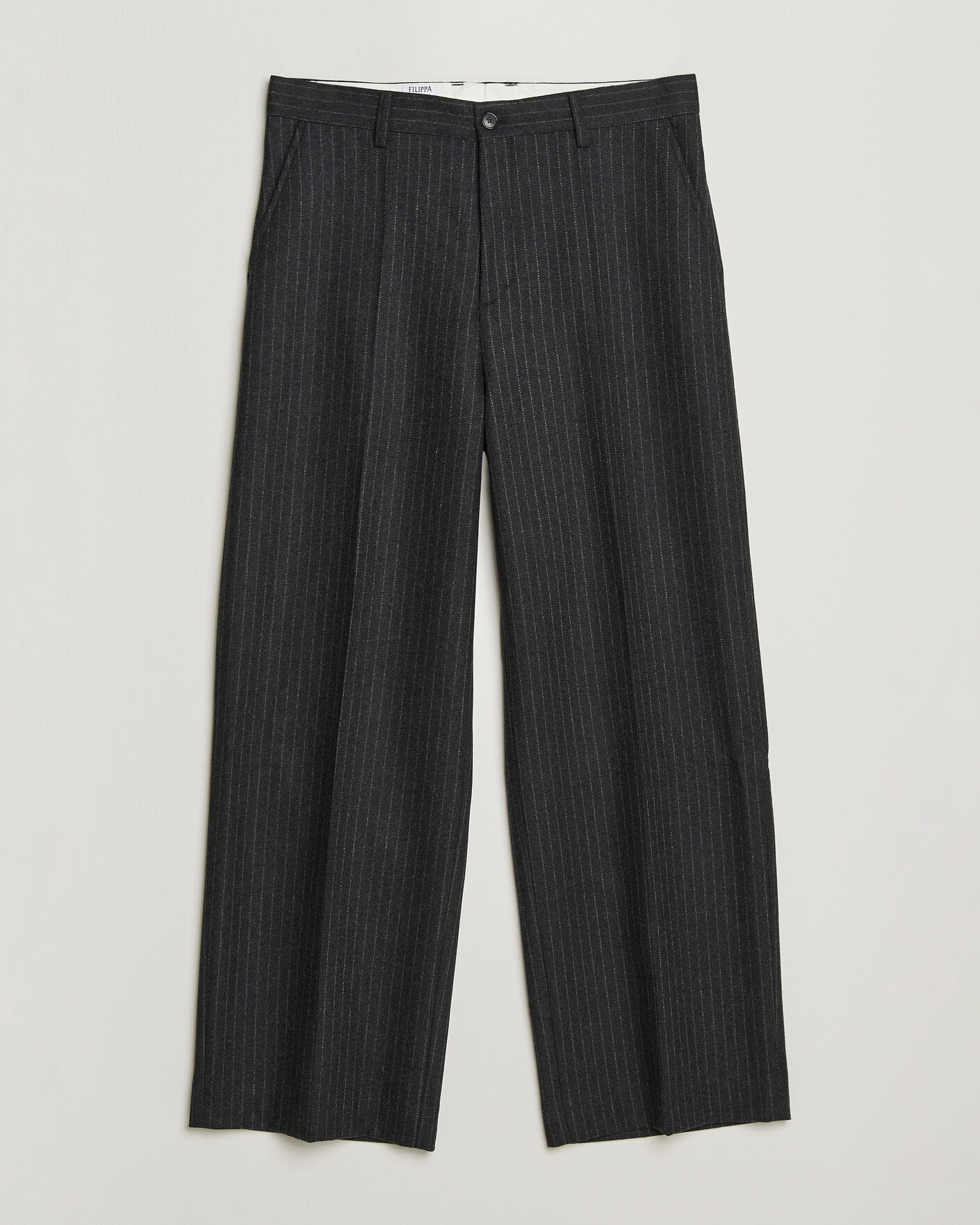 Homme | Pantalons | Filippa K | Hector Wool Flannel Pinstriped Trousers Anthracite