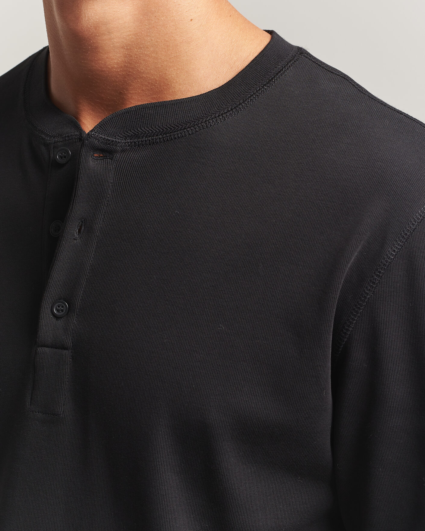 Homme | Pulls Et Tricots | Filippa K | Cotton Rib Henley Black