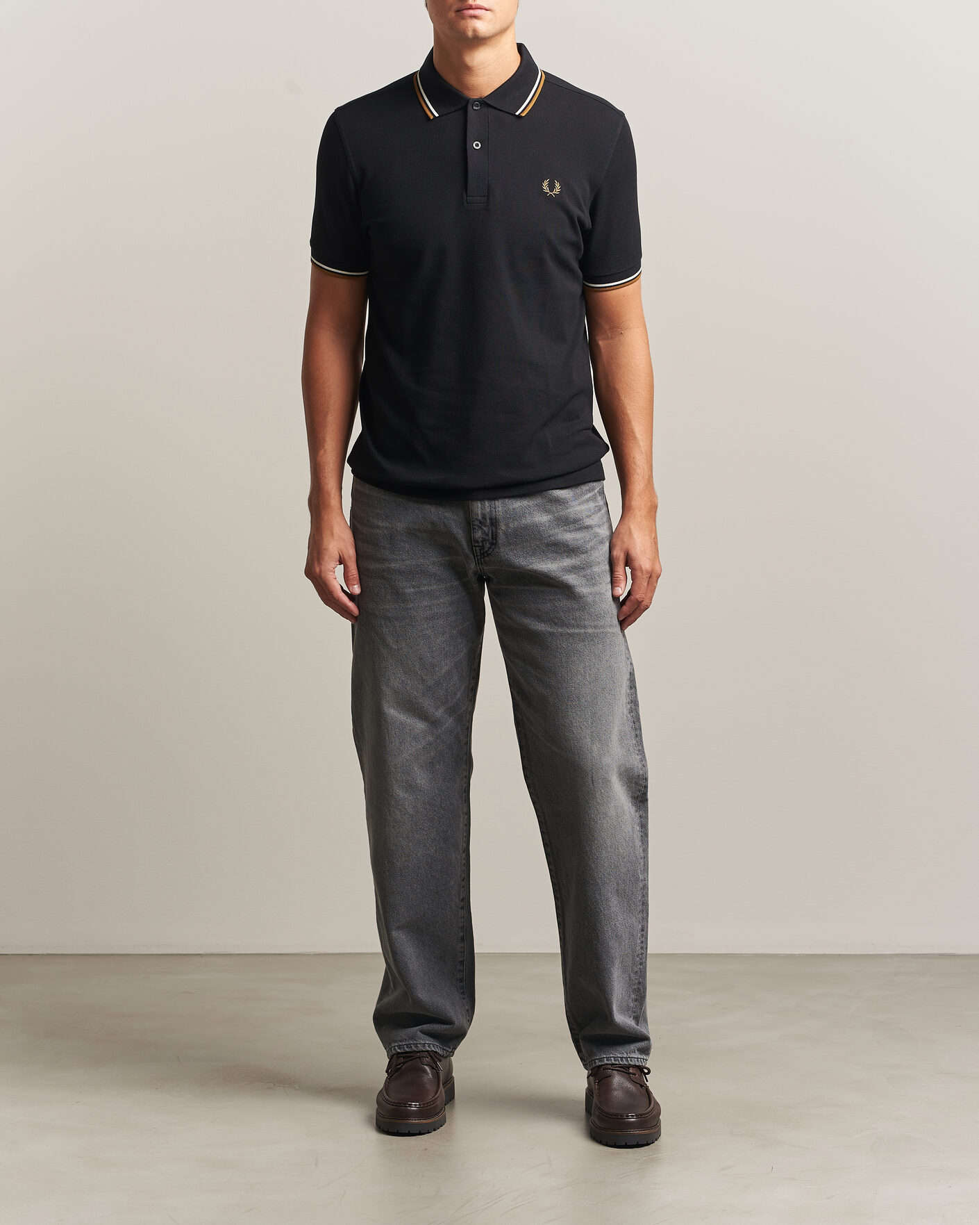 Homme | Polos | Fred Perry | Twin Tipped Polo Shirt Black