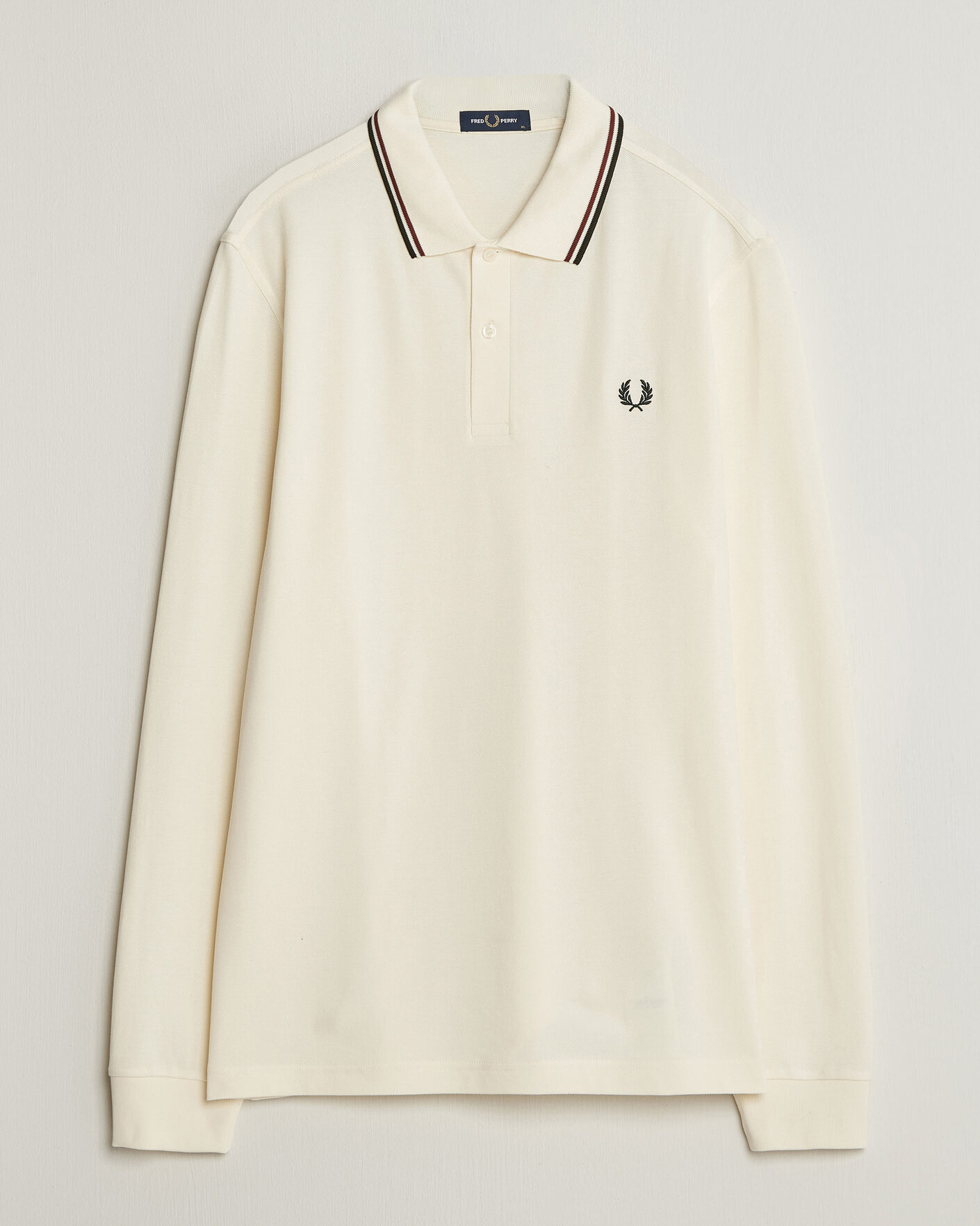 Homme | Polos | Fred Perry | Twin Tipped Long Sleeve Polo Shirt Ecru