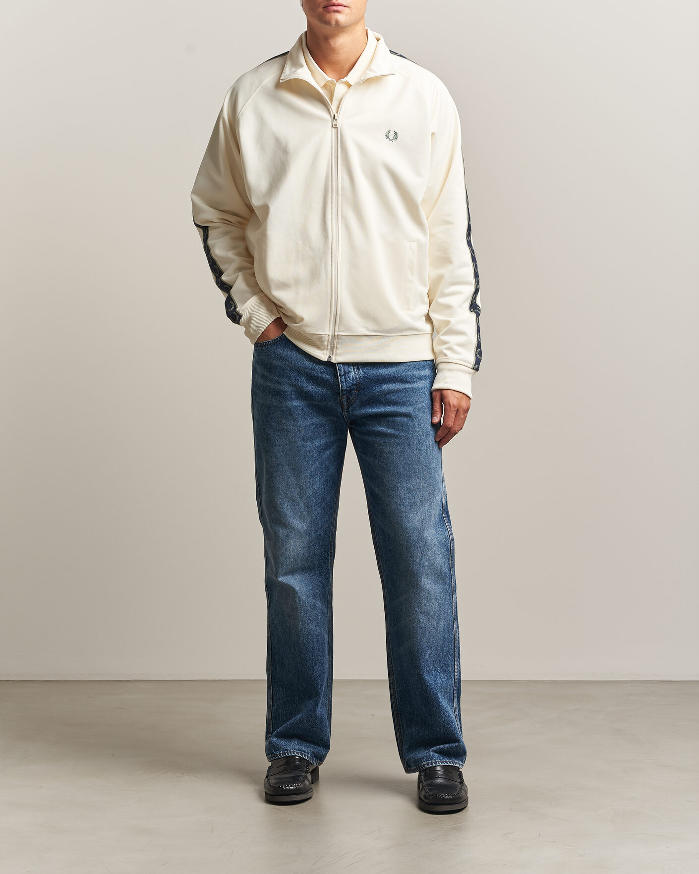 Homme | Pulls Et Tricots | Fred Perry | Taped Track Jacket Ecru