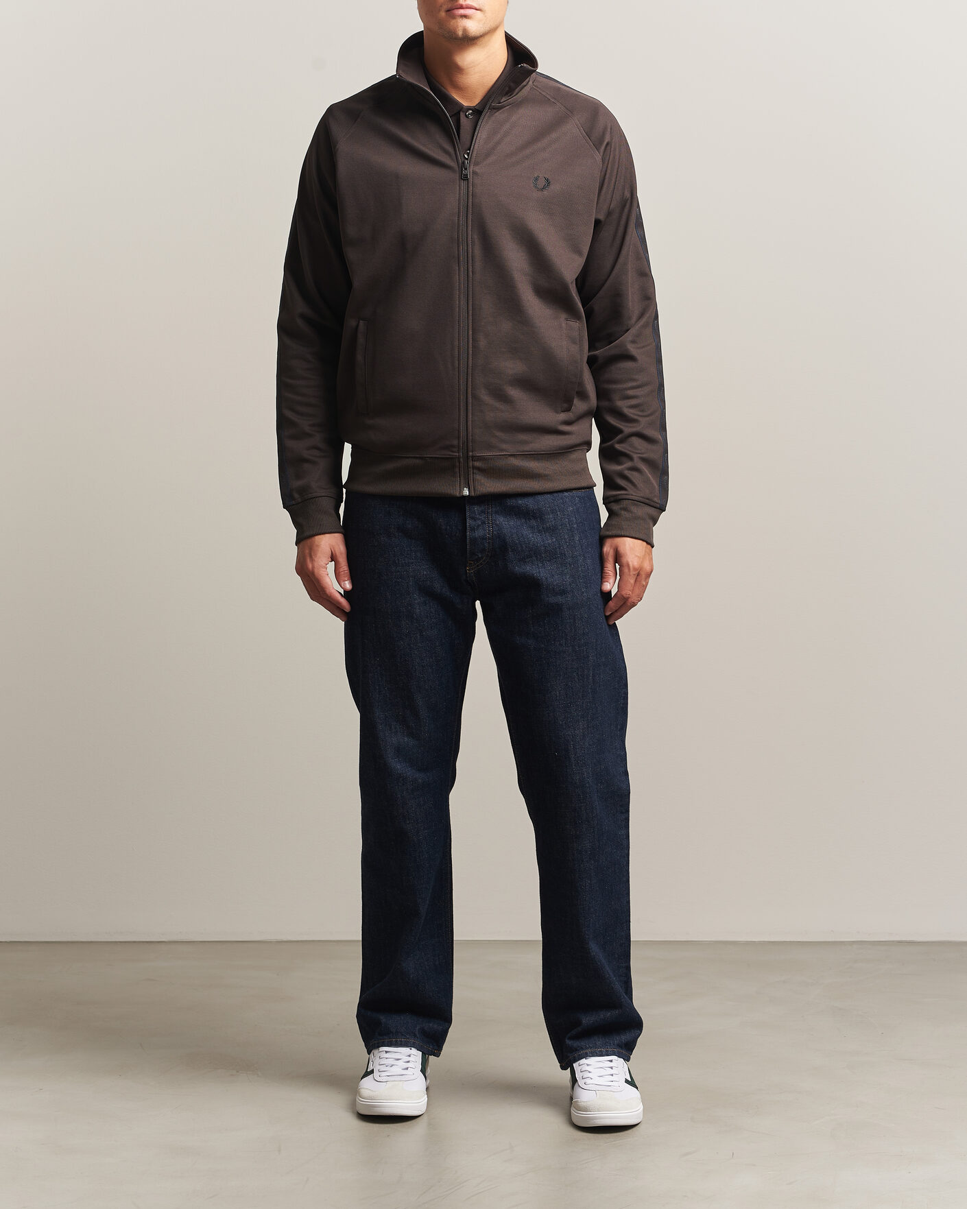 Homme | Pulls Et Tricots | Fred Perry | Taped Track Jacket Rich Brown