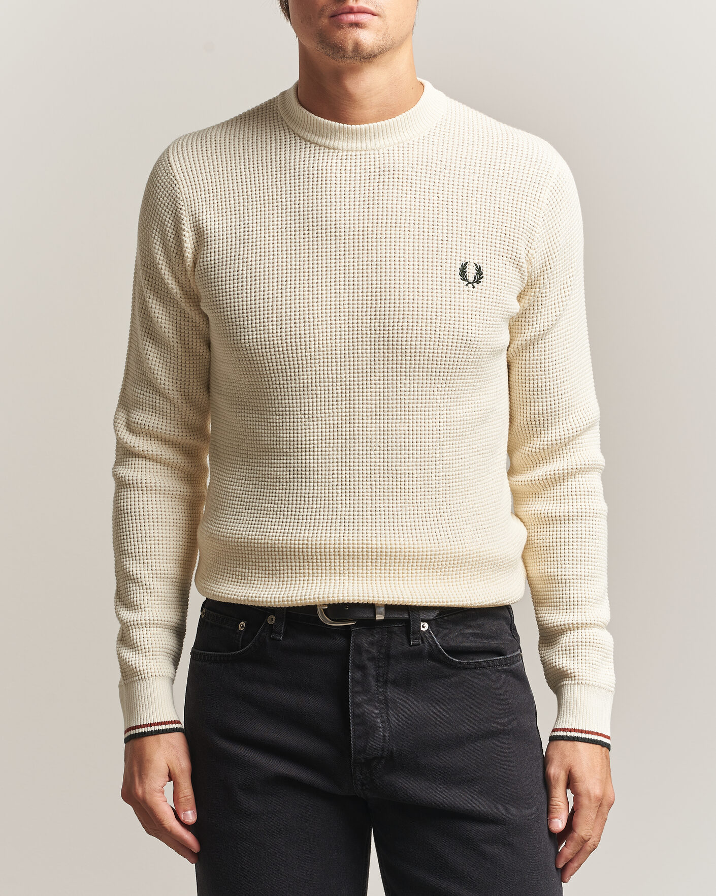 Homme | Pulls Et Tricots | Fred Perry | Waffle Stitch Jumper Ecru