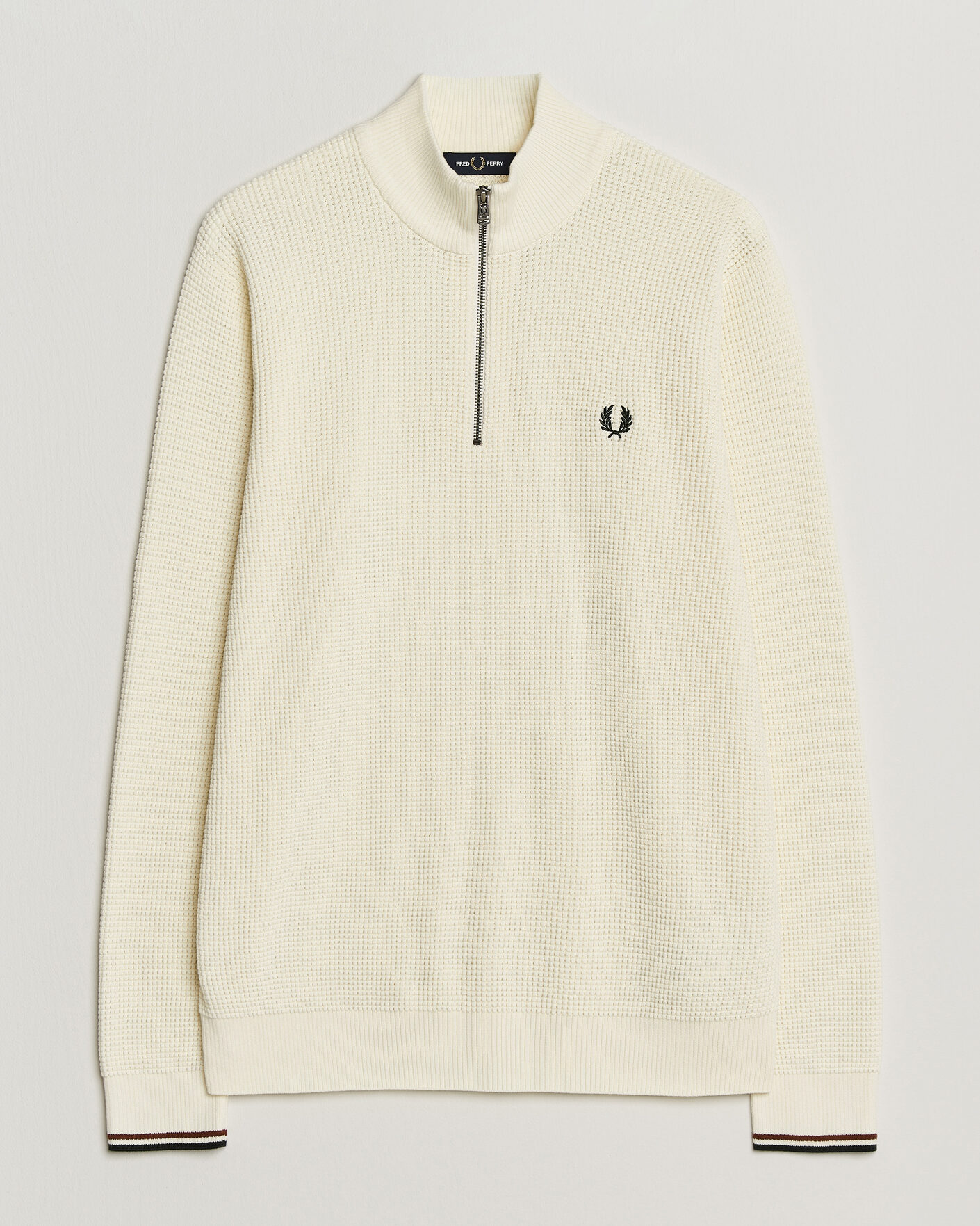 Homme | Pulls Et Tricots | Fred Perry | Waffle Stitch Half Zip Ecru