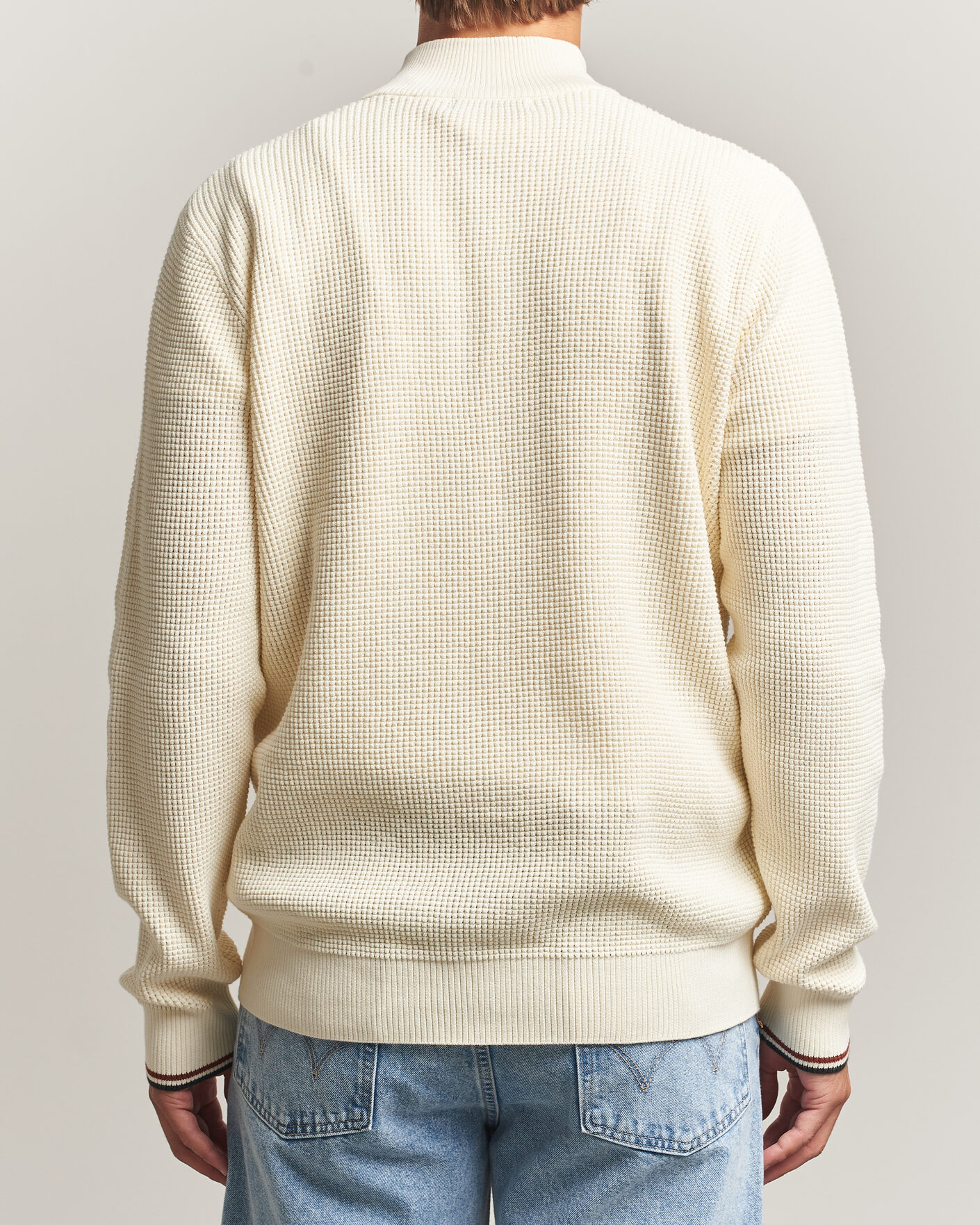 Homme | Pulls Et Tricots | Fred Perry | Waffle Stitch Half Zip Ecru