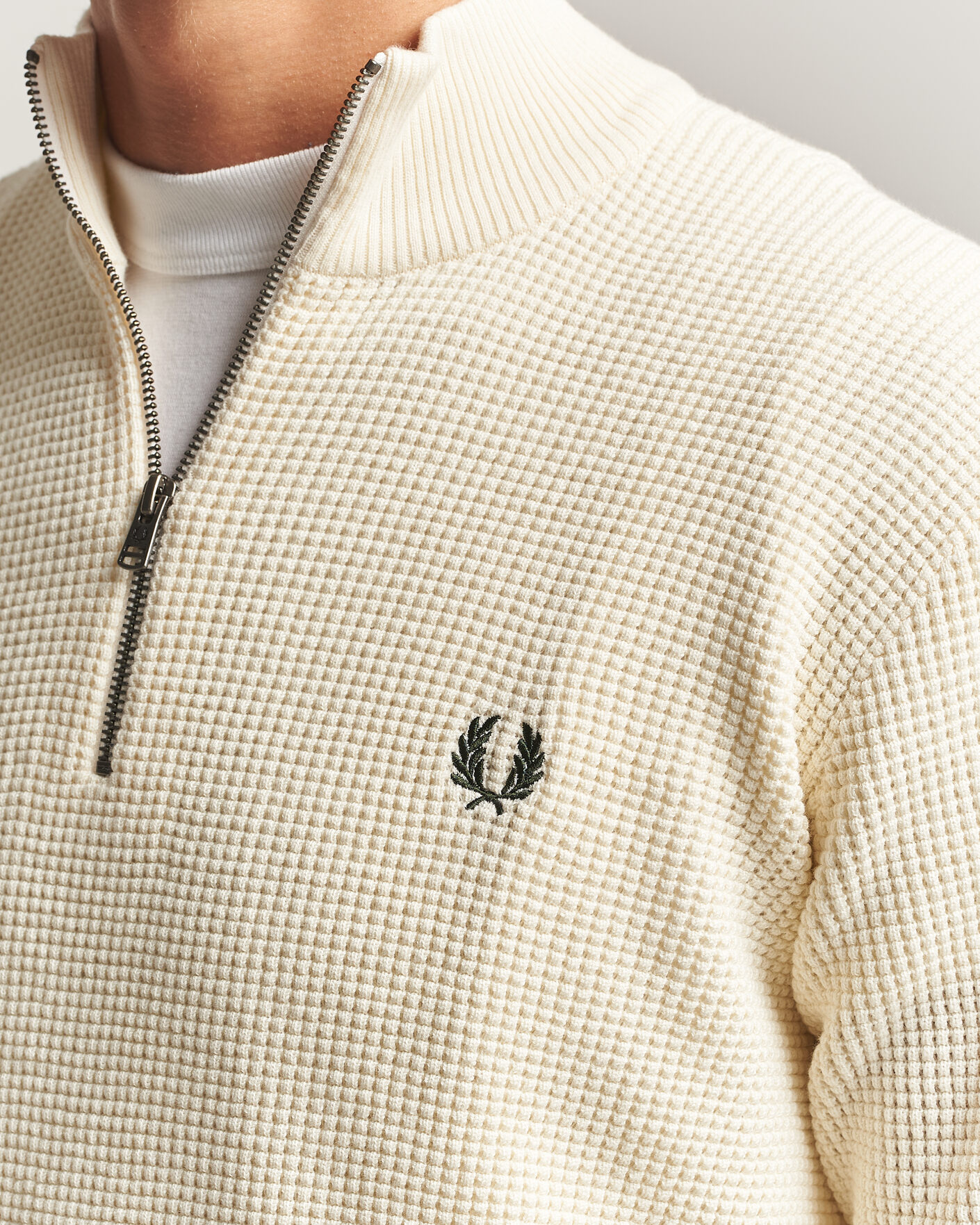 Homme | Pulls Et Tricots | Fred Perry | Waffle Stitch Half Zip Ecru