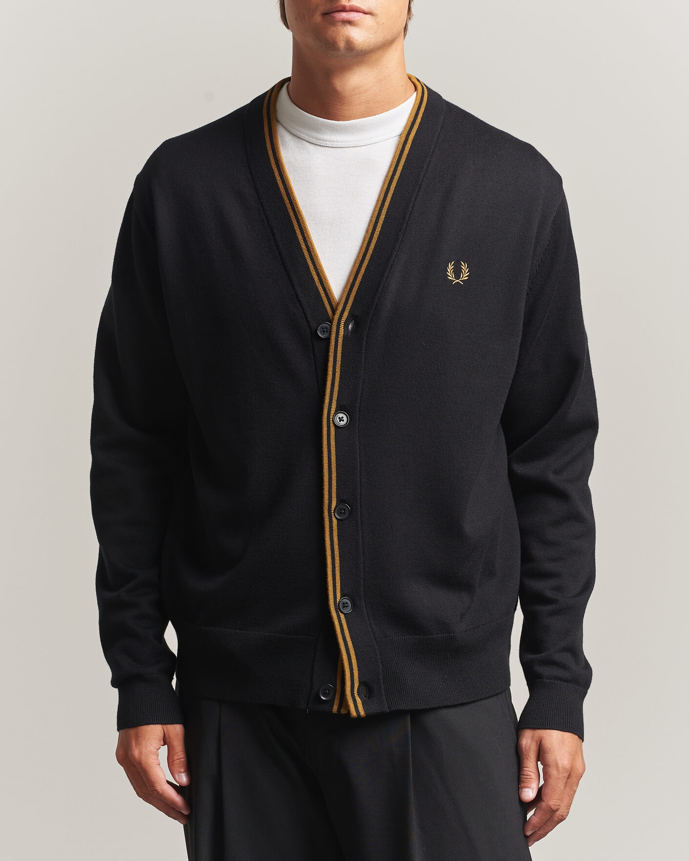 Heren | Truien | Fred Perry | Classic Knitted Cardigan Black