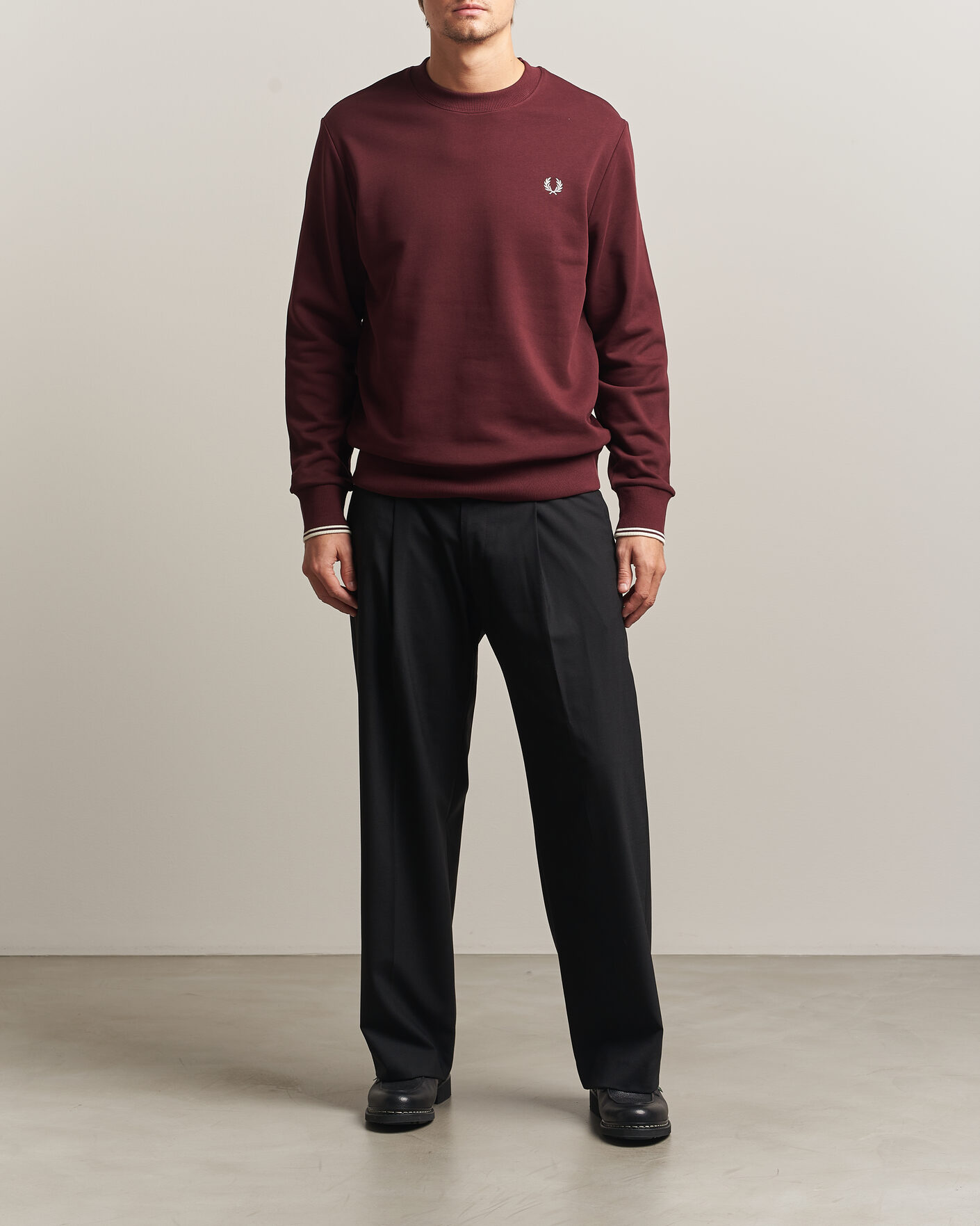 Homme | Pulls Et Tricots | Fred Perry | Crew Neck Sweatshirt Oxblood