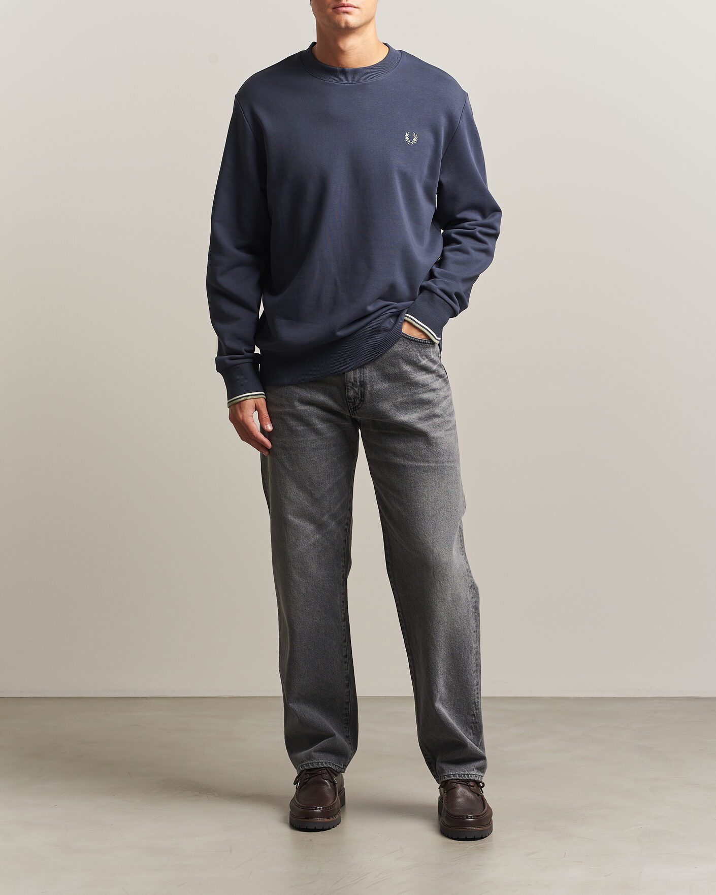 Heren | Truien | Fred Perry | Crew Neck Sweatshirt Dark Airforce