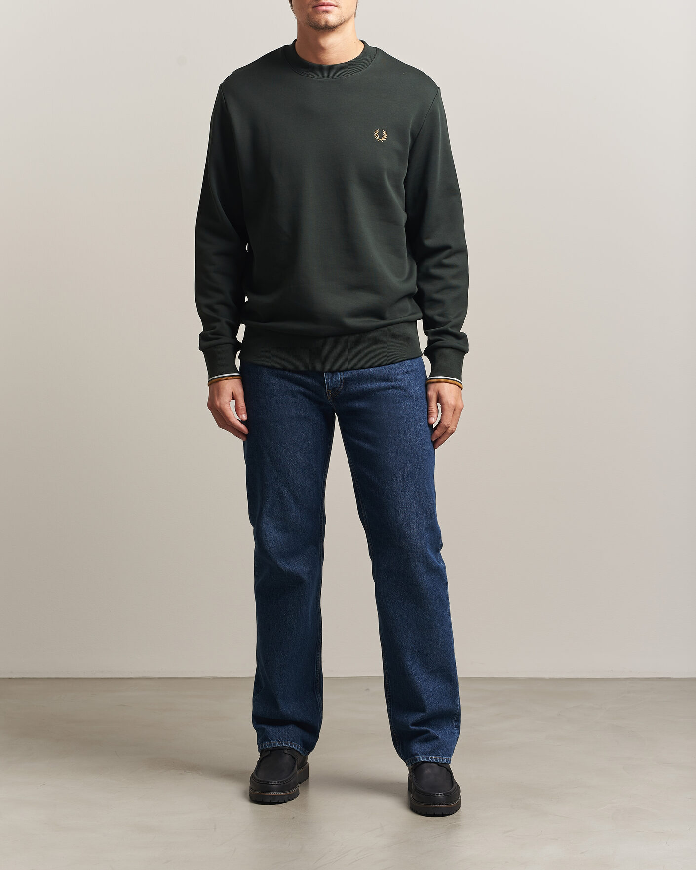 Homme | Pulls Et Tricots | Fred Perry | Crew Neck Sweatshirt Night Green