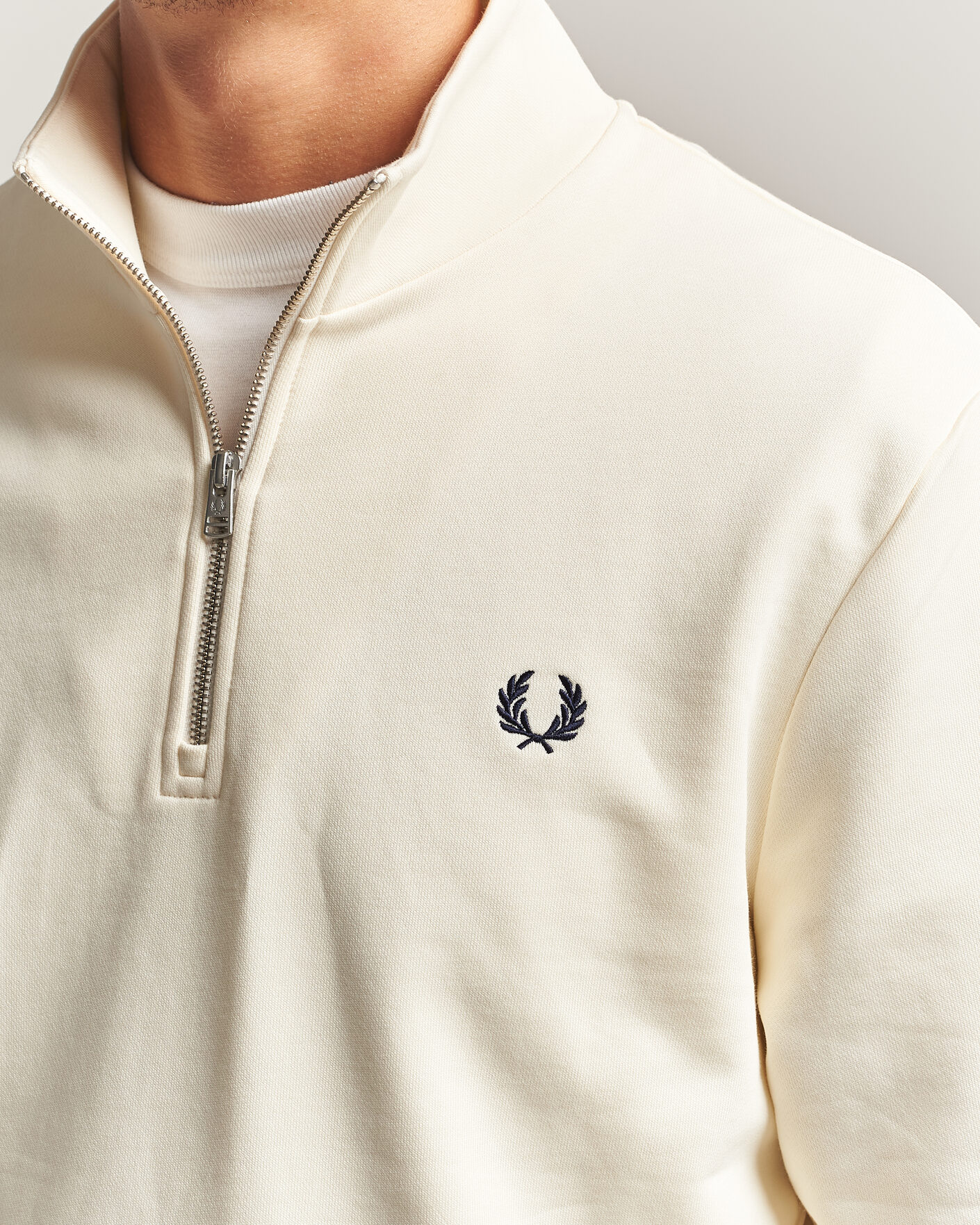 Homme | Pulls Et Tricots | Fred Perry | Half Zip Sweatshirt Ecru