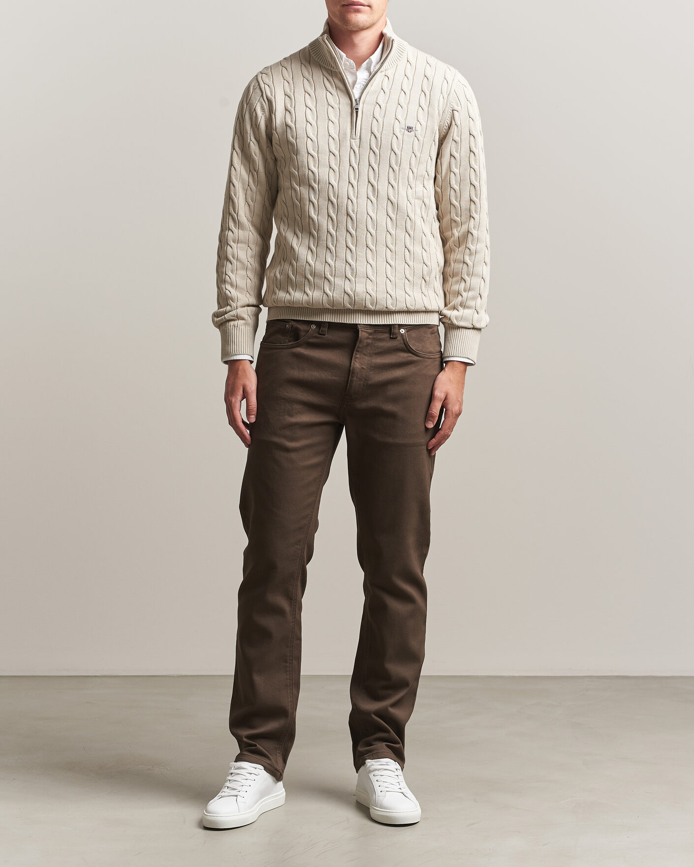 Homme | Pantalons | Gant | Regular Fit Soft Twill 5-Pocket Pants Shadow Brown