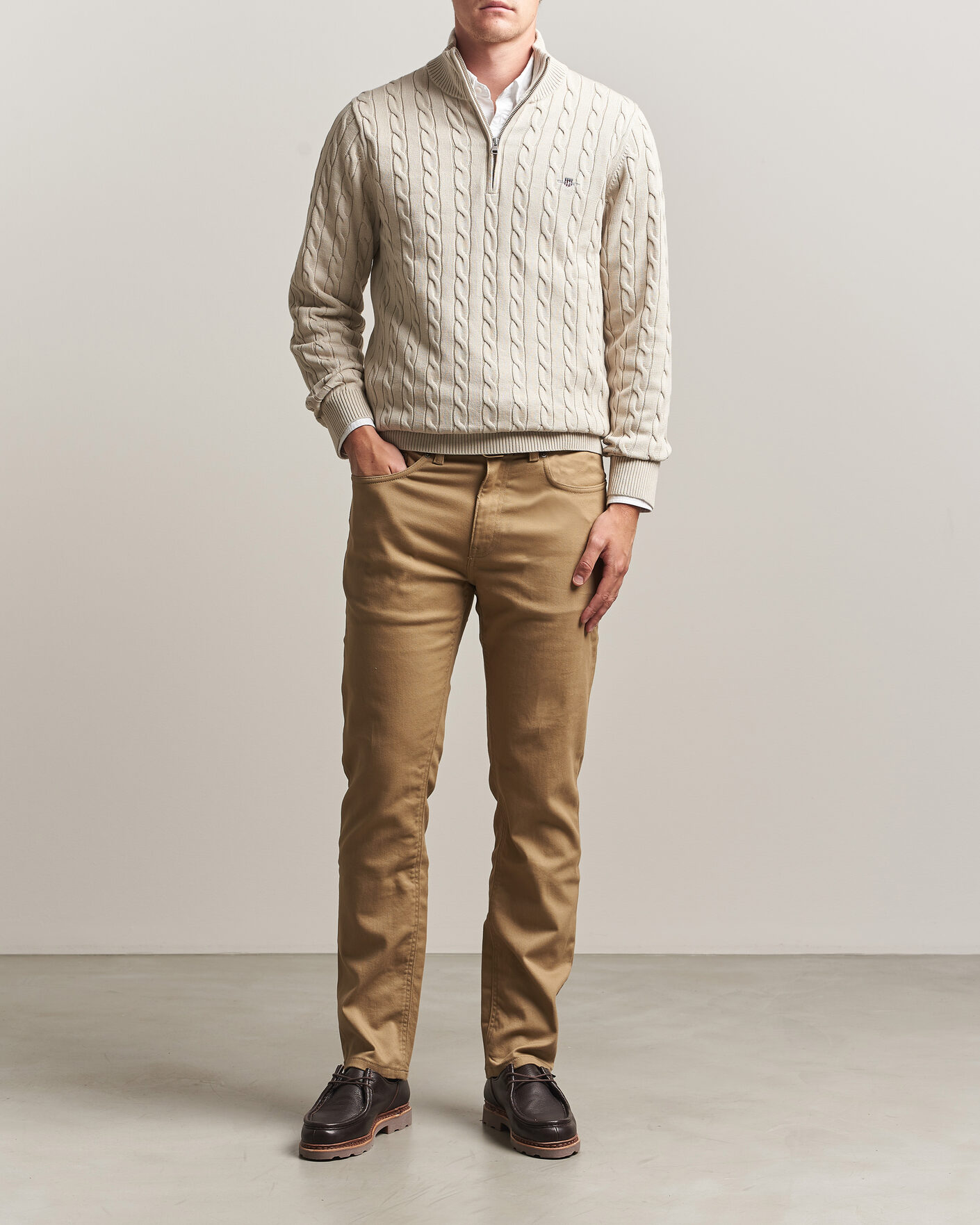 Homme | Pantalons | Gant | Regular Fit Soft Twill 5-Pocket Pants Light Taupe