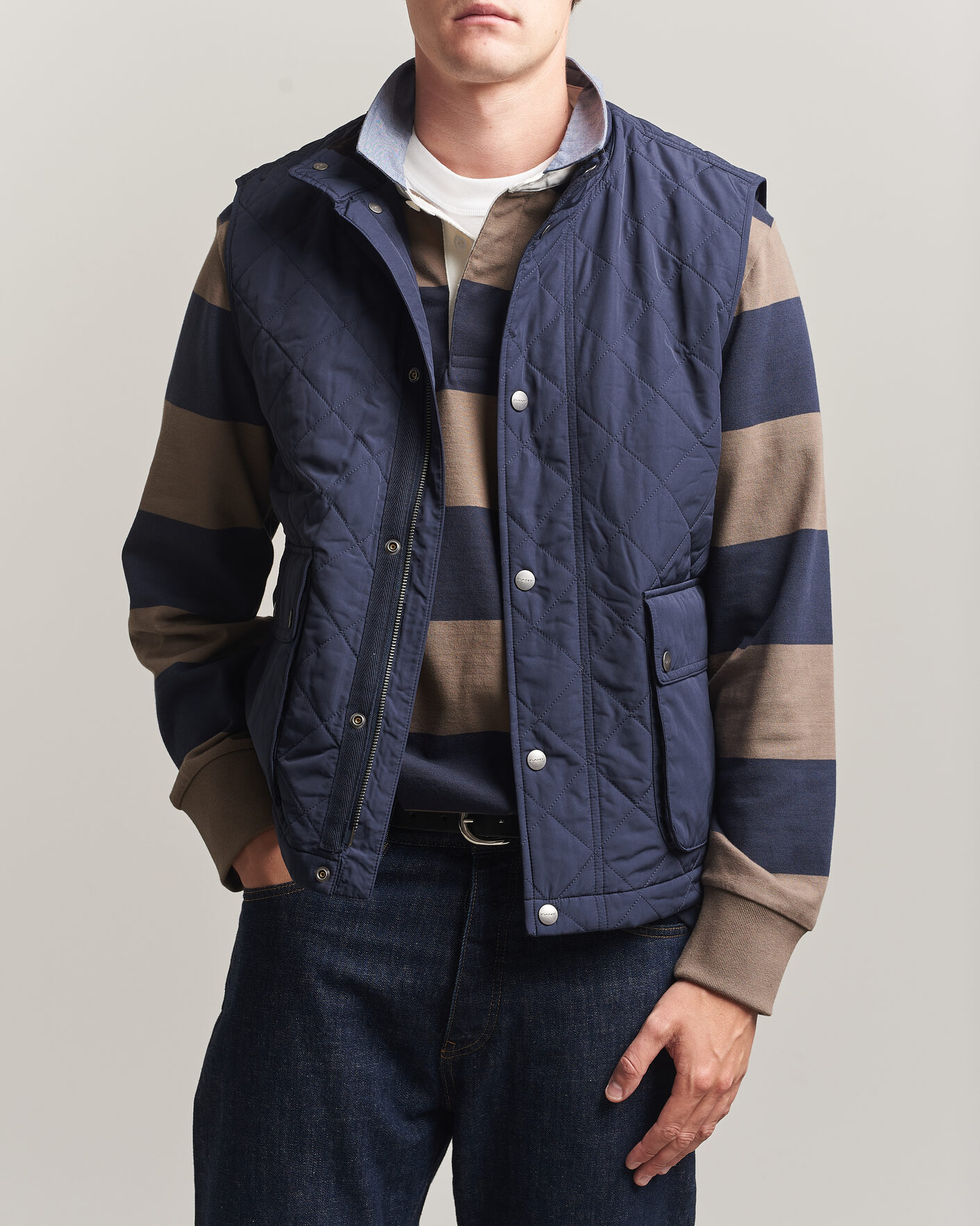 Homme | Gilets | Gant | Classic Quilted Vest Evening Blue