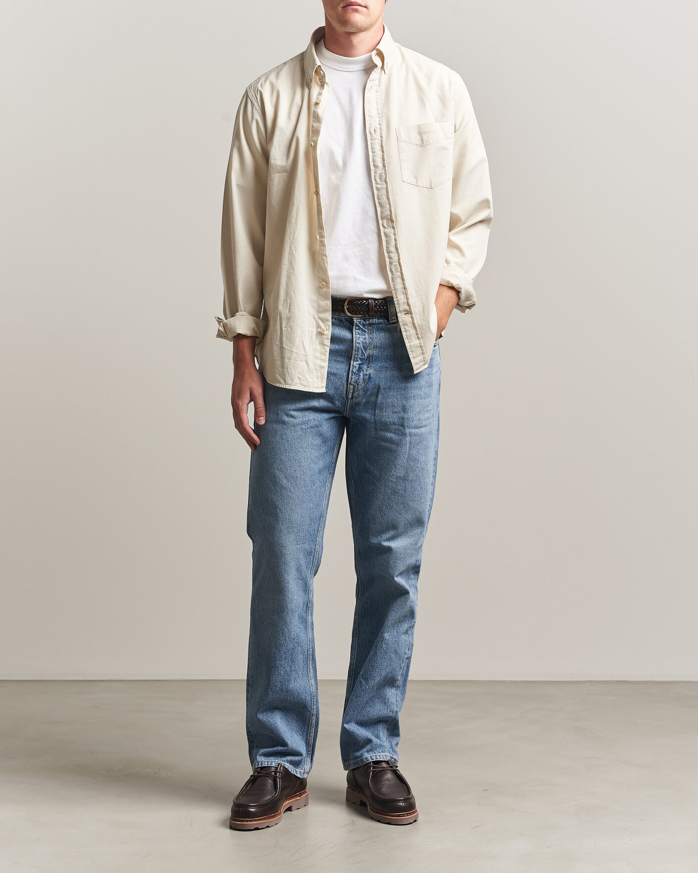 Heren | Jeans | Gant | Straight Fit Jeans Mid Blue Broken In
