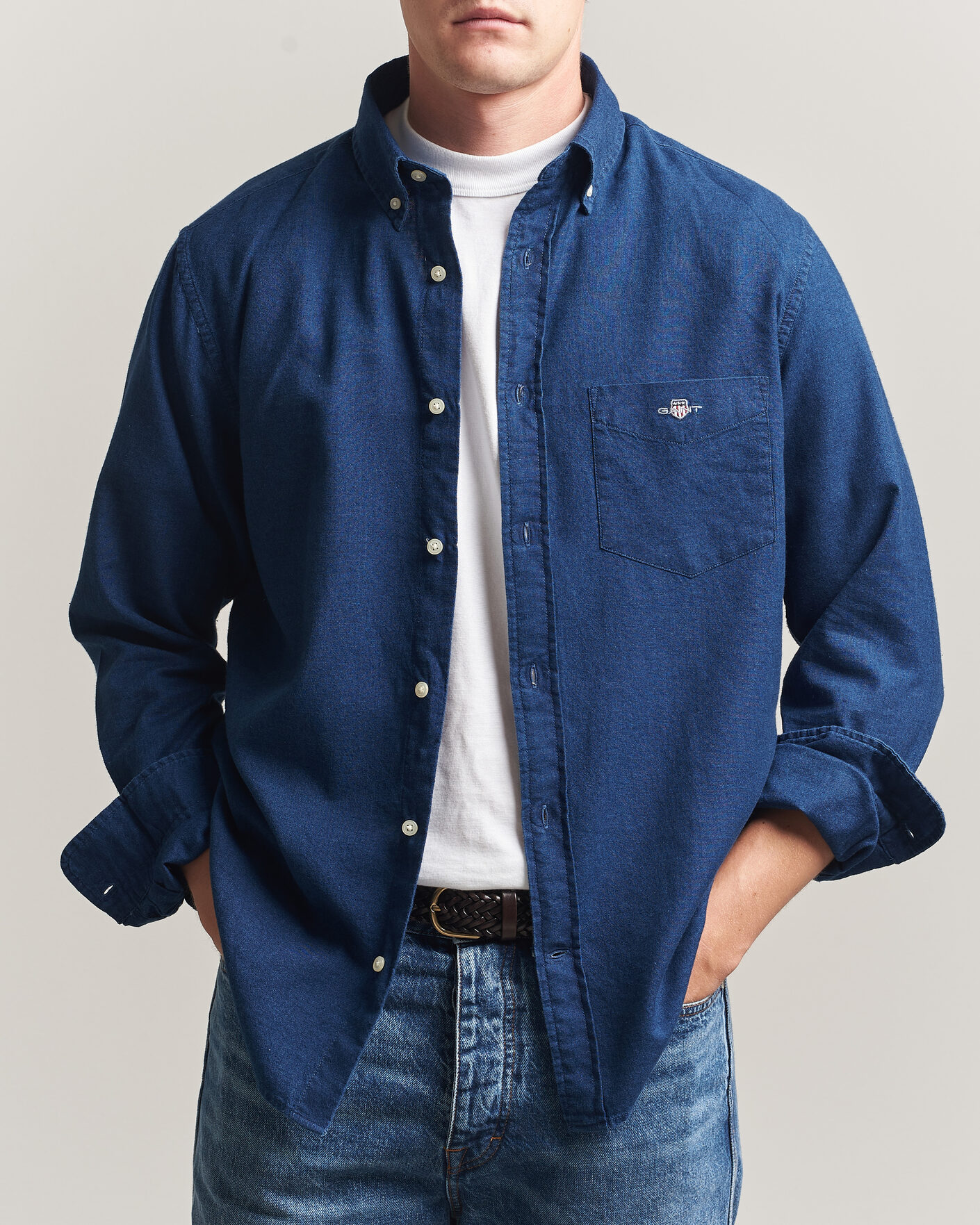 Heren | Overhemden | Gant | Regular Fit Indigo Oxford Shirt Dark Blue