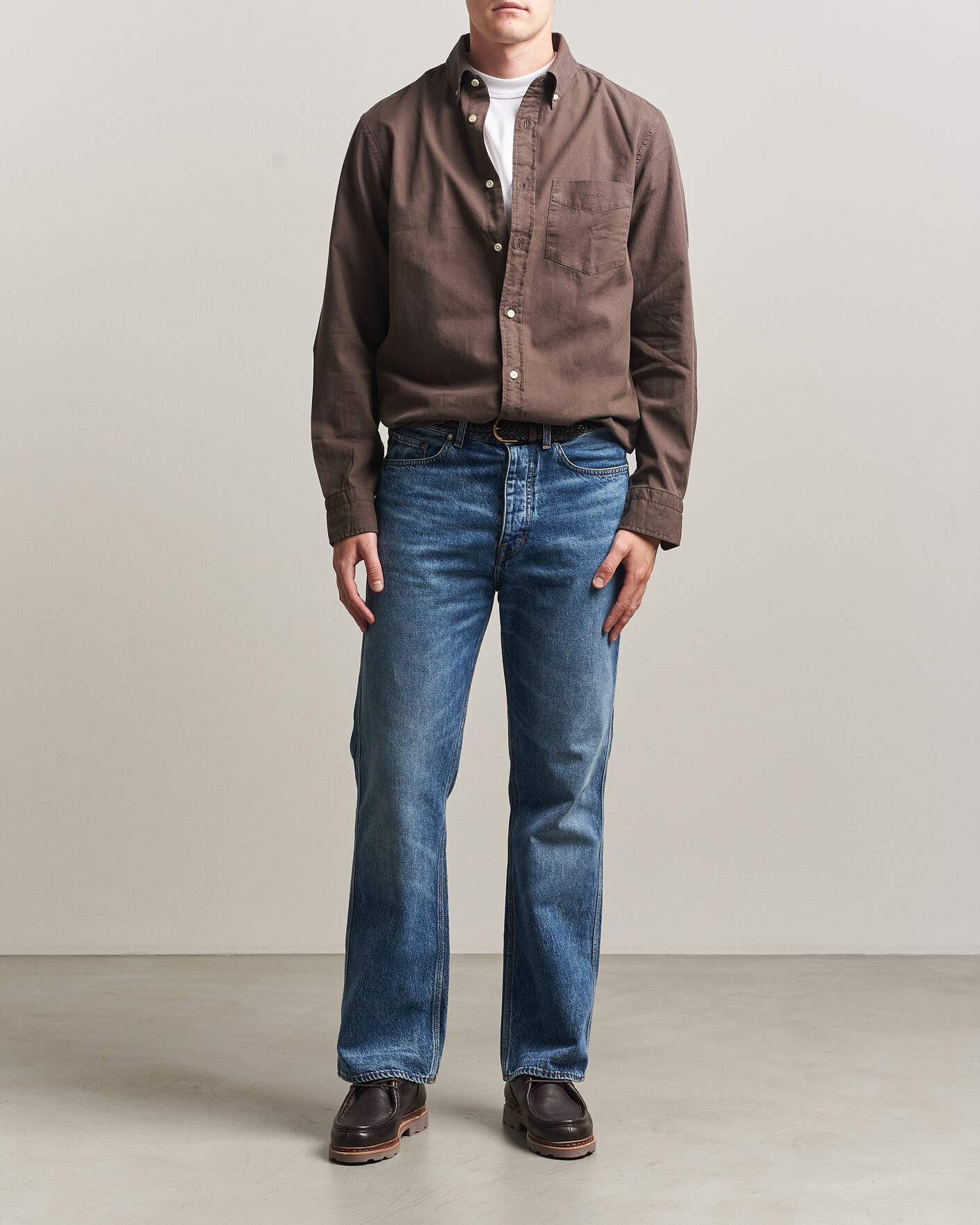 Homme | Chemises | Gant | Regular Fit Garment Dyed Twill Shirt Shadow Brown