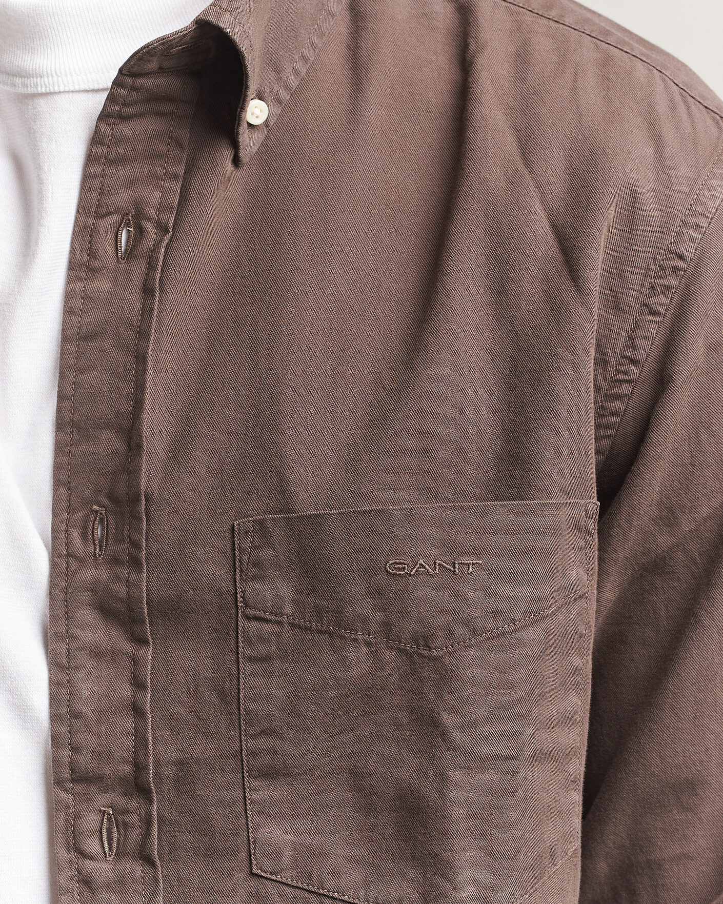 Homme | Chemises | Gant | Regular Fit Garment Dyed Twill Shirt Shadow Brown