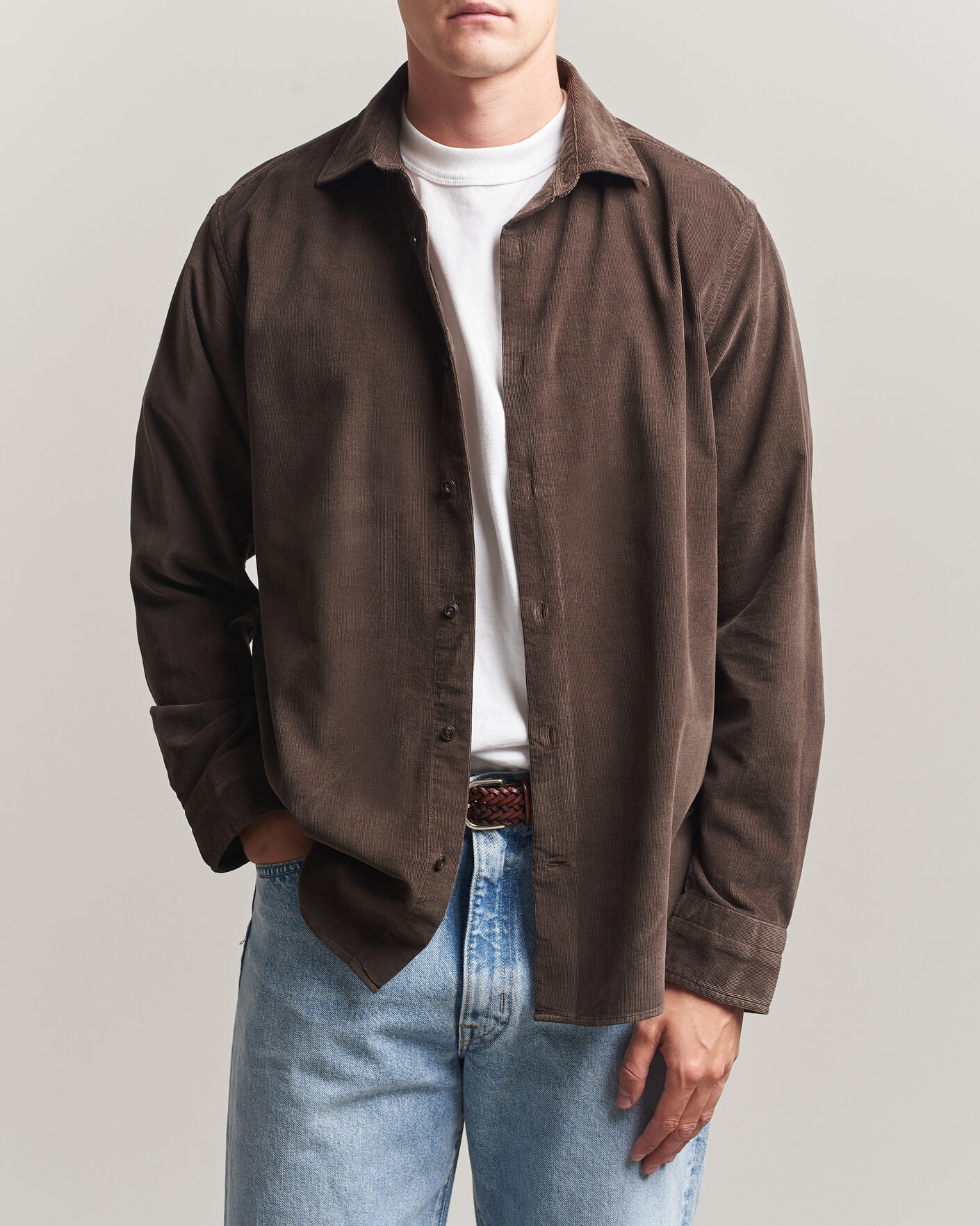 Homme | Chemises | Gant | Regular Fit Baby Cord Shirt Shadow Brown