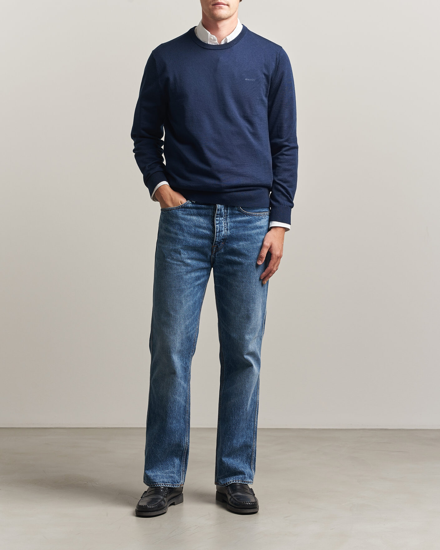 Heren | Truien | Gant | Extrafine Merino Knitted Crew Neck Marine