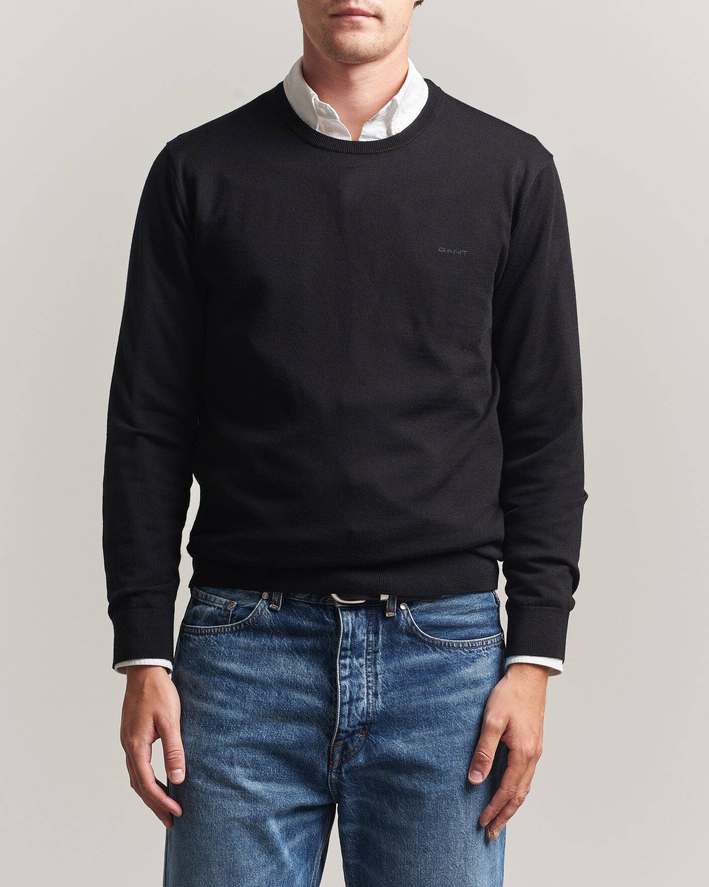 Heren | Truien | Gant | Extrafine Merino Knitted Crew Neck Black