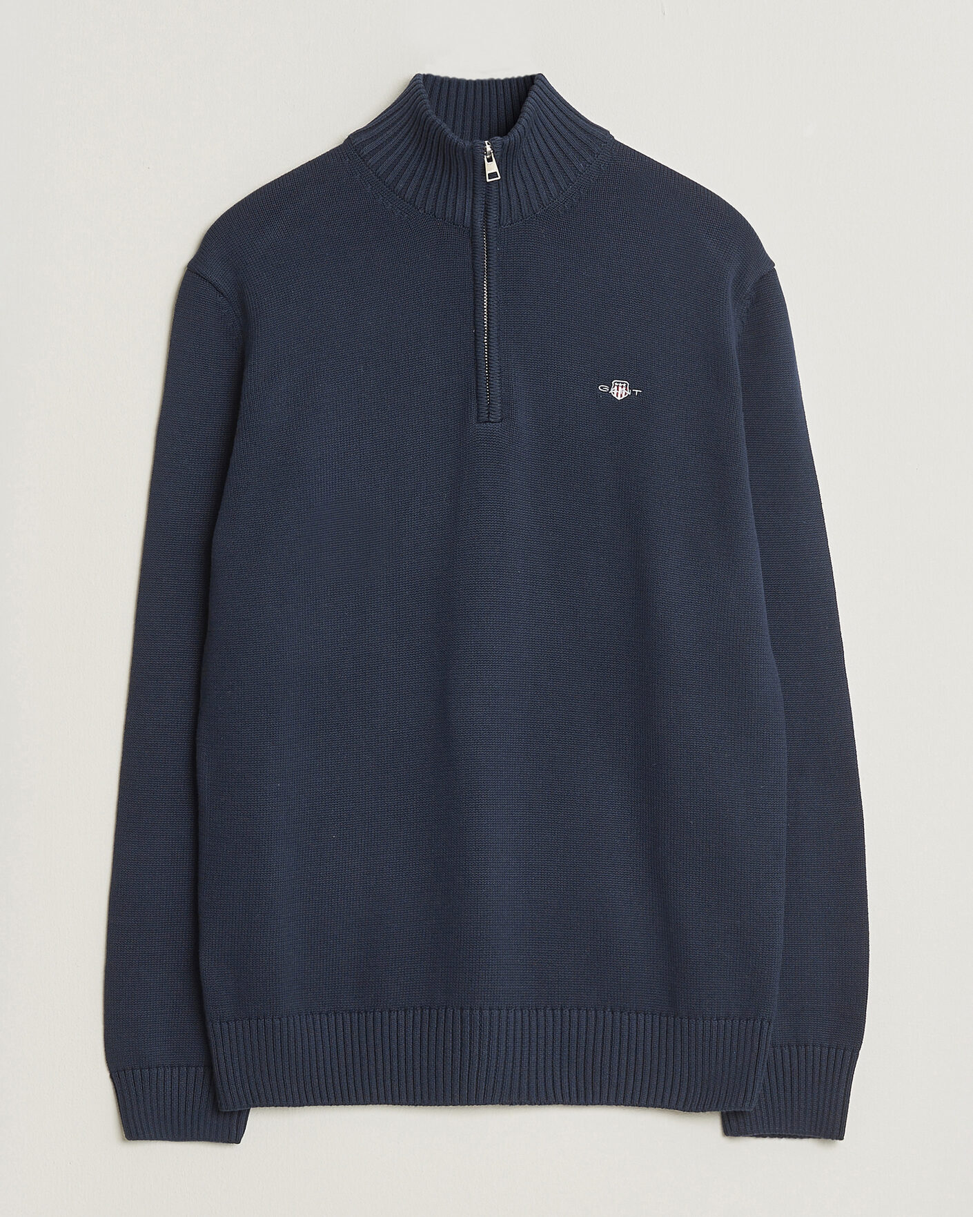 Heren | Truien | Gant | Casual Cotton Knitted Half Zip Evening Blue