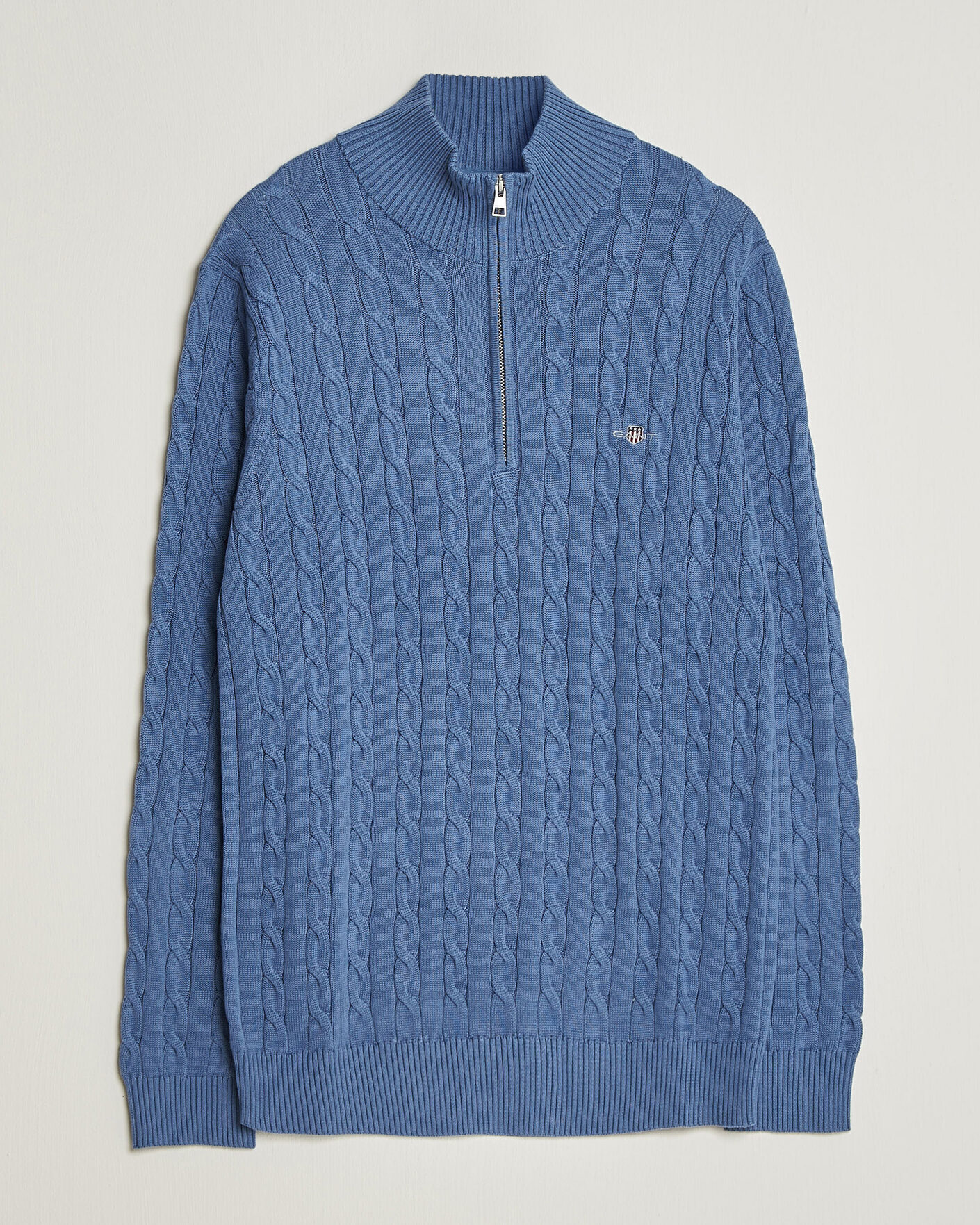 Heren | Truien | Gant | Cotton Cable Half Zip Blue Horizon