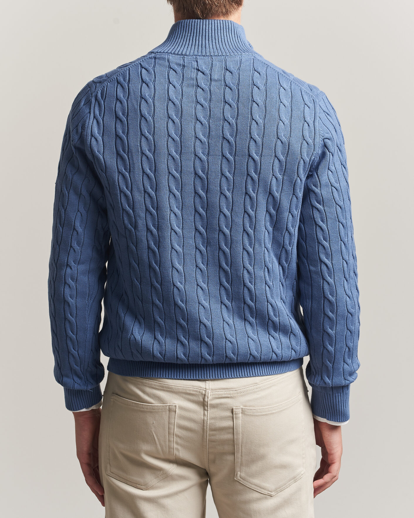 Heren | Truien | Gant | Cotton Cable Half Zip Blue Horizon