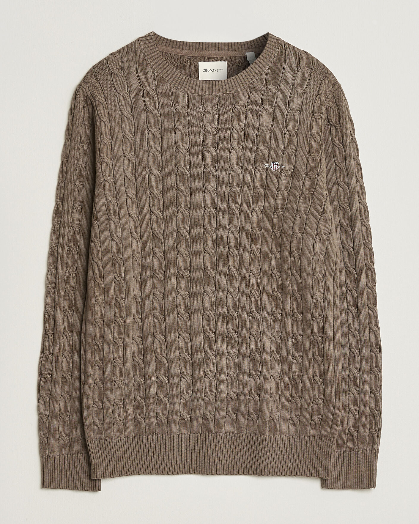 Homme | Pulls Et Tricots | Gant | Cotton Cable Crew Neck Faded Taupe