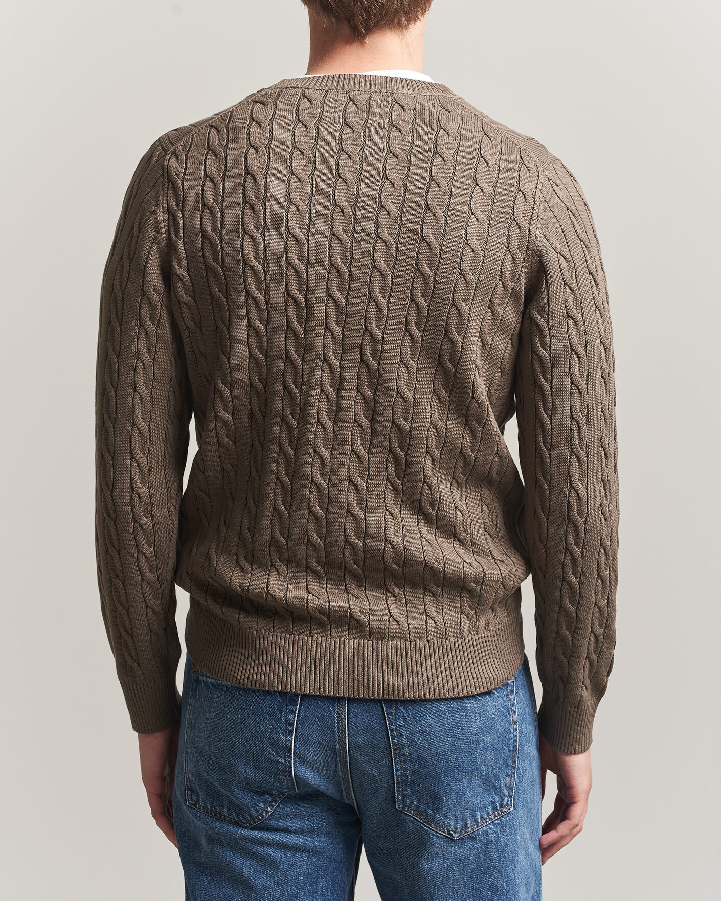 Homme | Pulls Et Tricots | Gant | Cotton Cable Crew Neck Faded Taupe