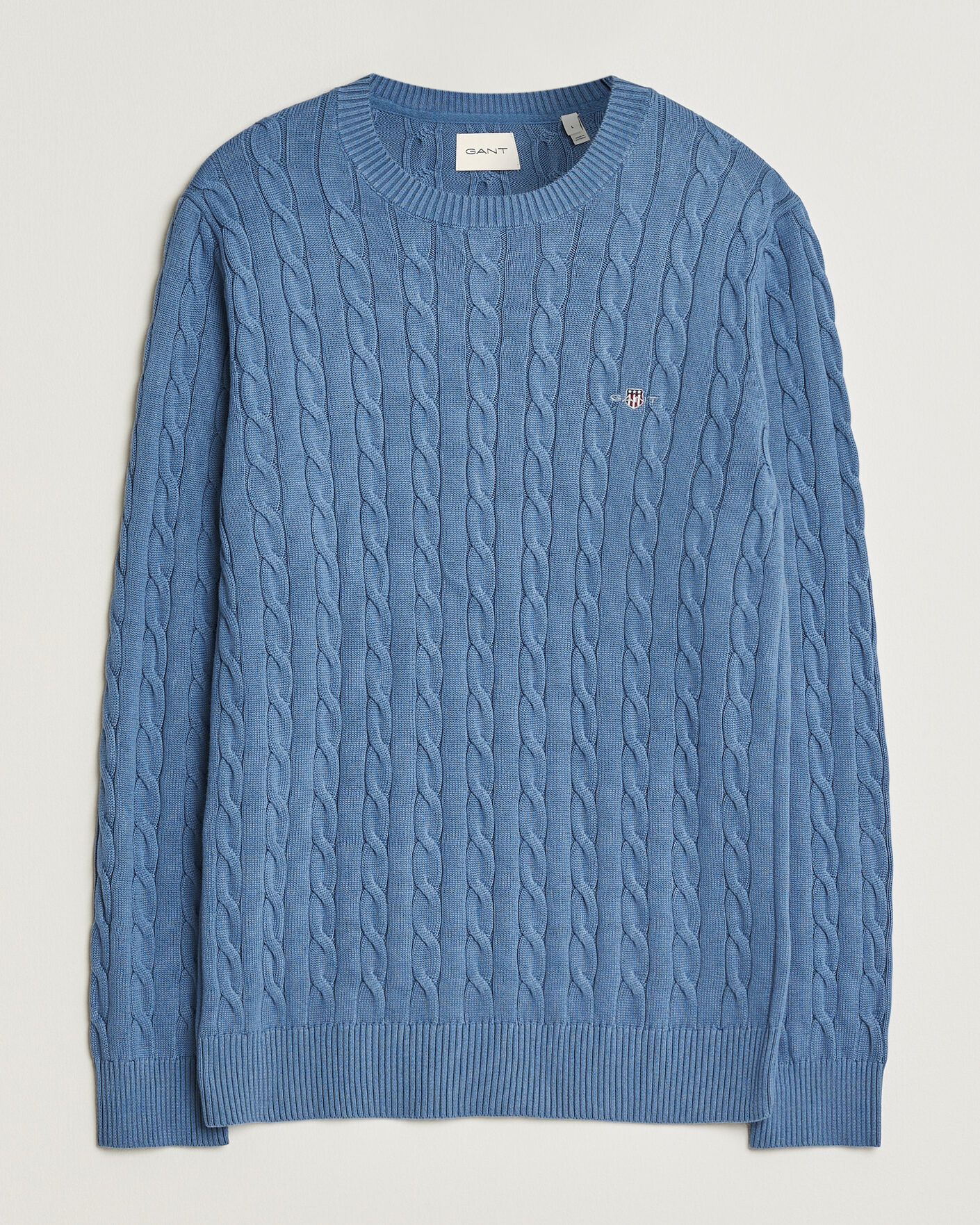 Heren | Truien | Gant | Cotton Cable Crew Neck Blue Horizon