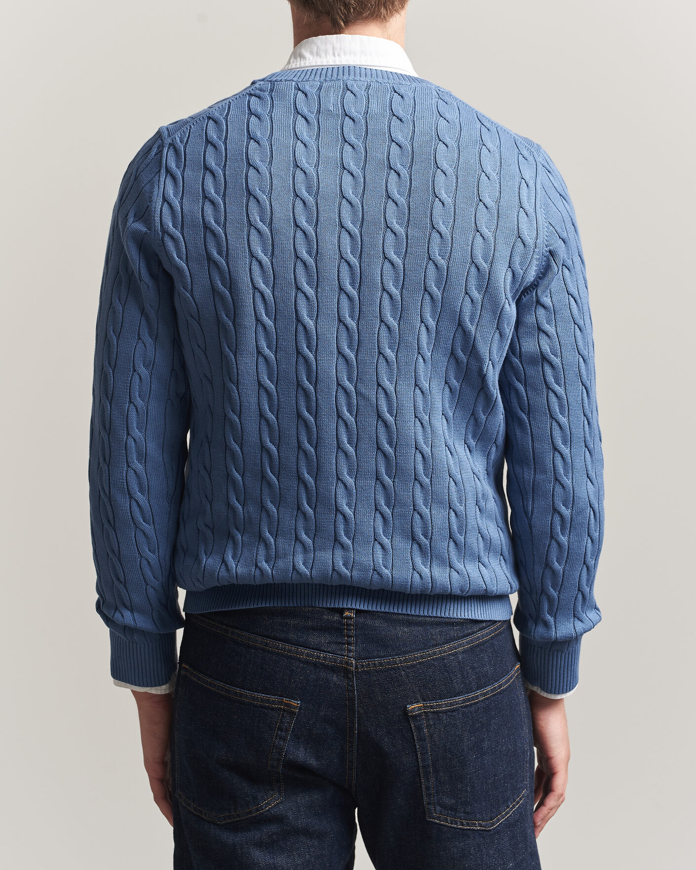 Heren | Truien | Gant | Cotton Cable Crew Neck Blue Horizon