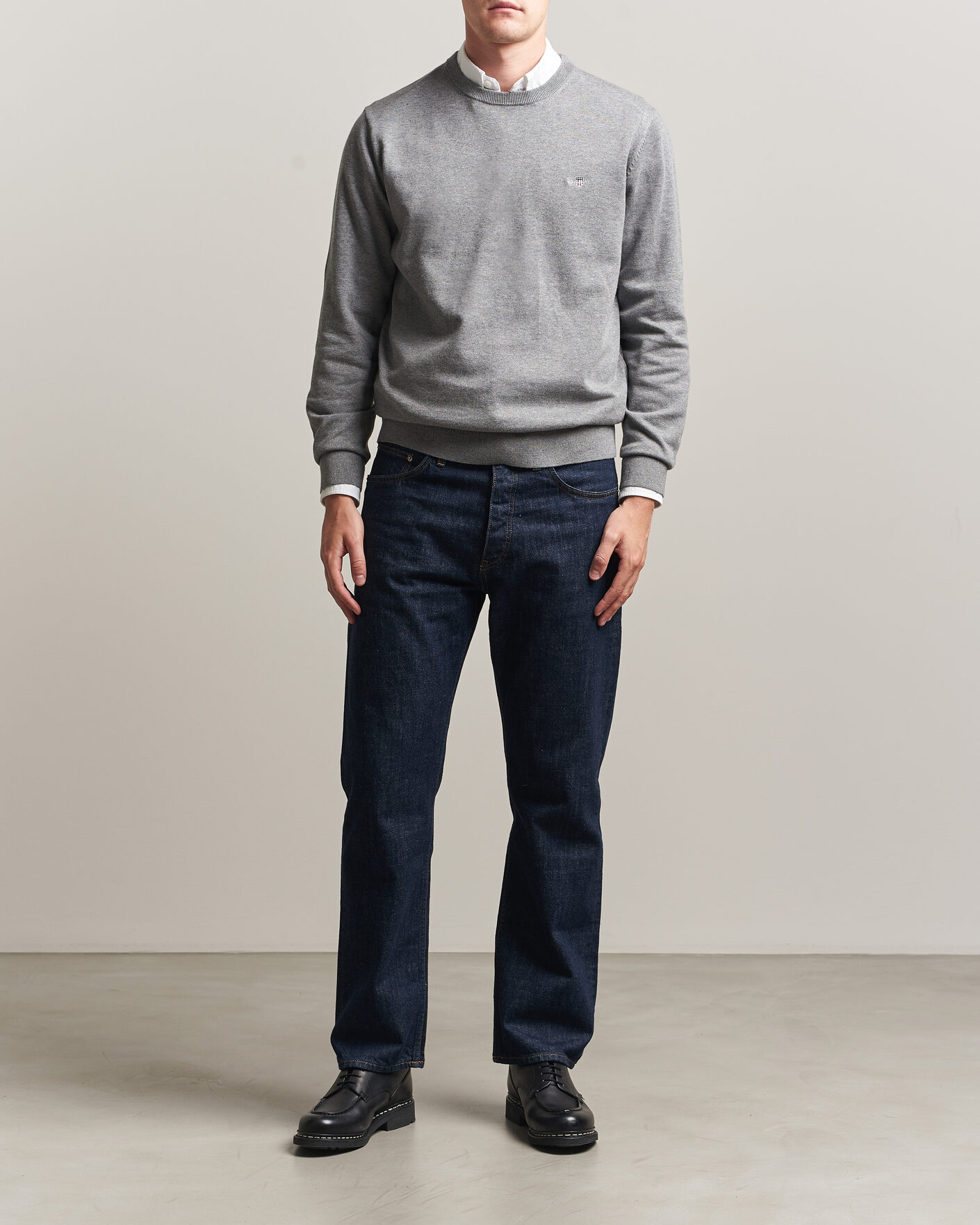 Homme | Pulls Et Tricots | Gant | Classic Cotton Crew Neck Dark Grey Melange