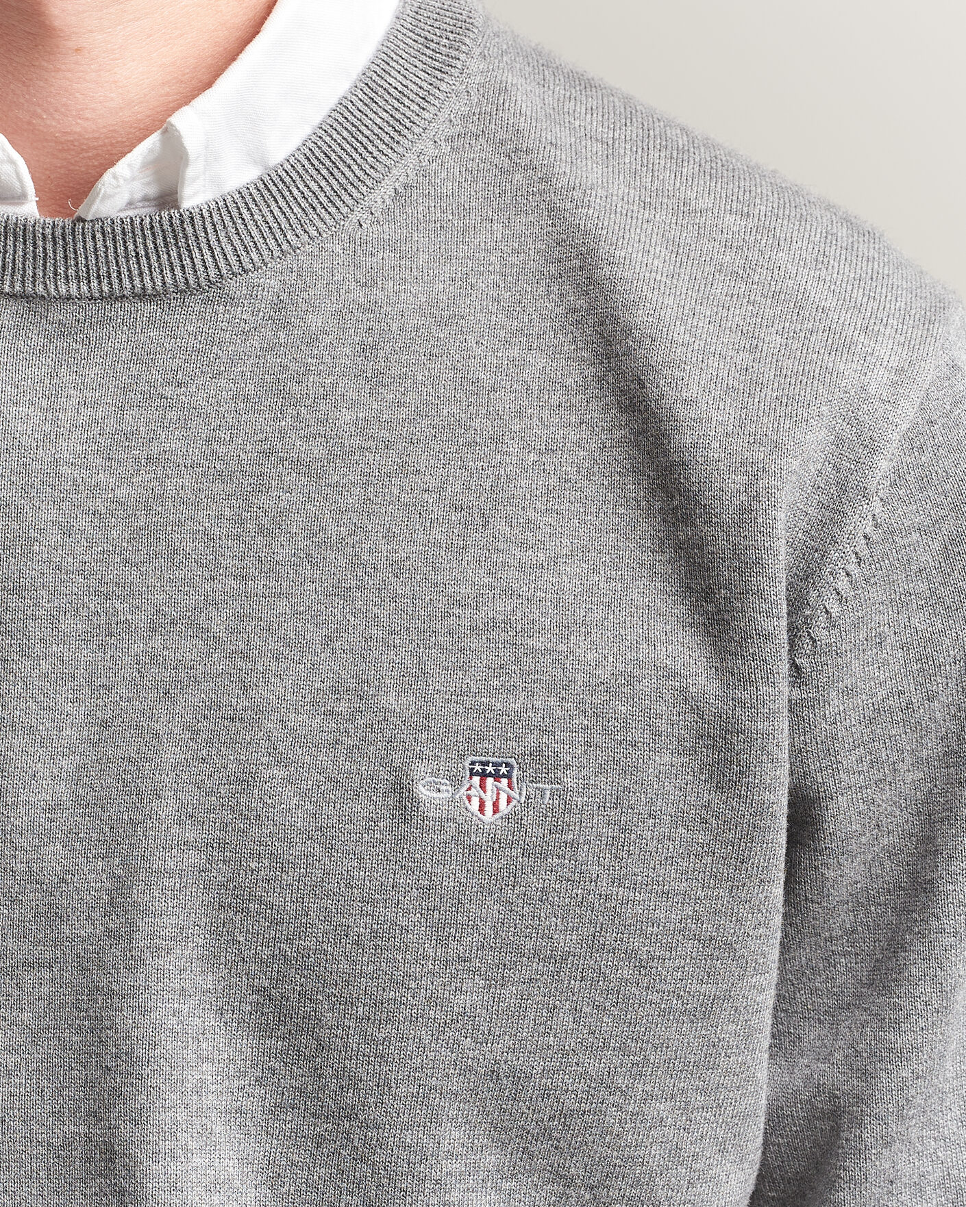 Homme | Pulls Et Tricots | Gant | Classic Cotton Crew Neck Dark Grey Melange