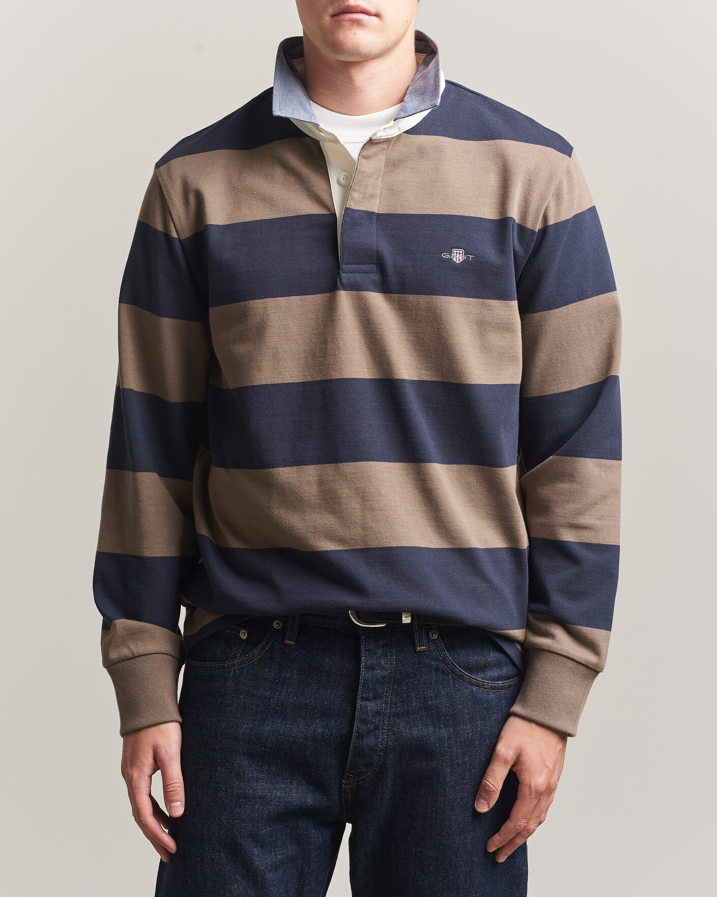 Homme | Pulls Et Tricots | Gant | Chambray Barstriped Rugger Faded Taupe