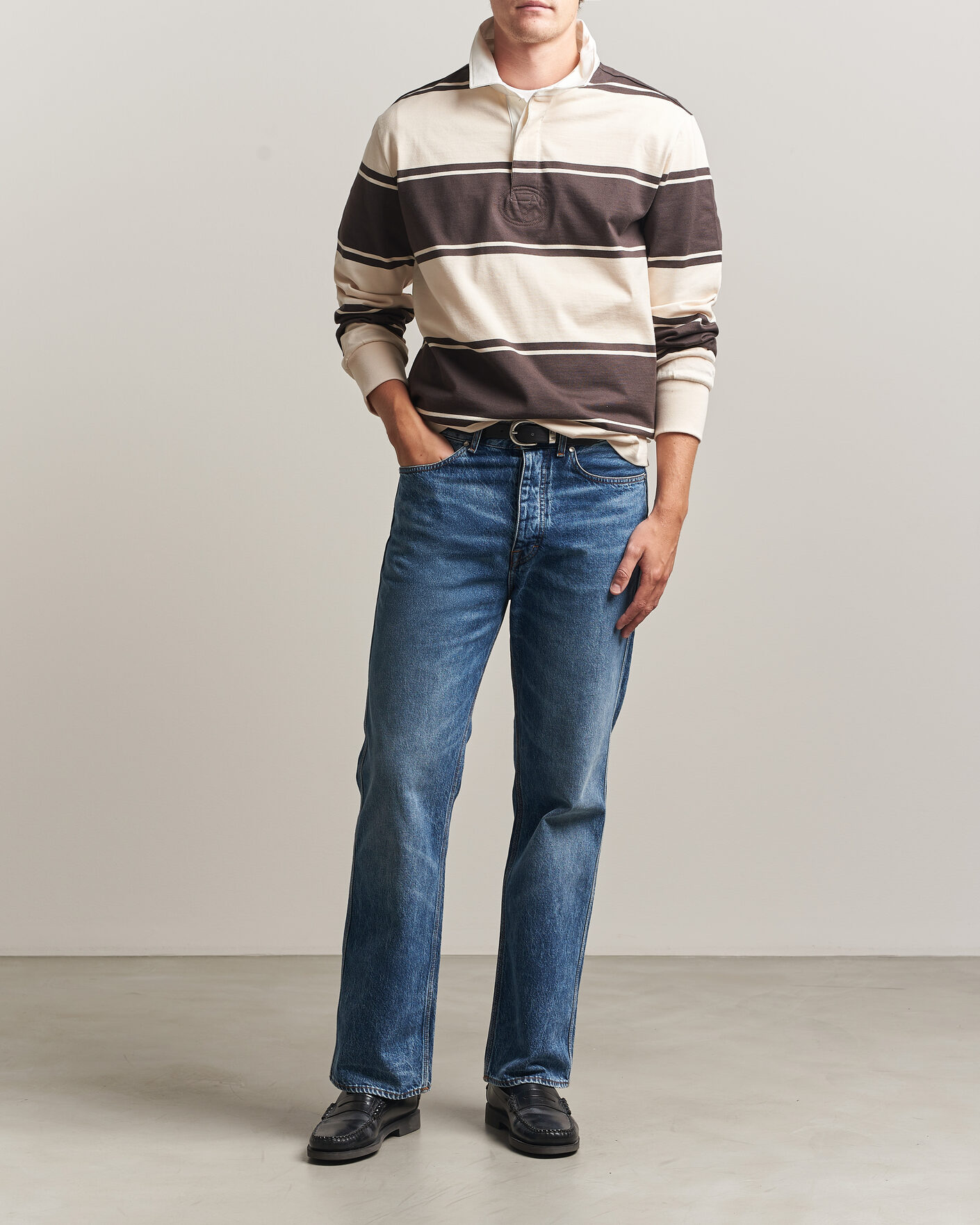 Heren | Truien | Gant | Striped Rugger Charred Wood Brown