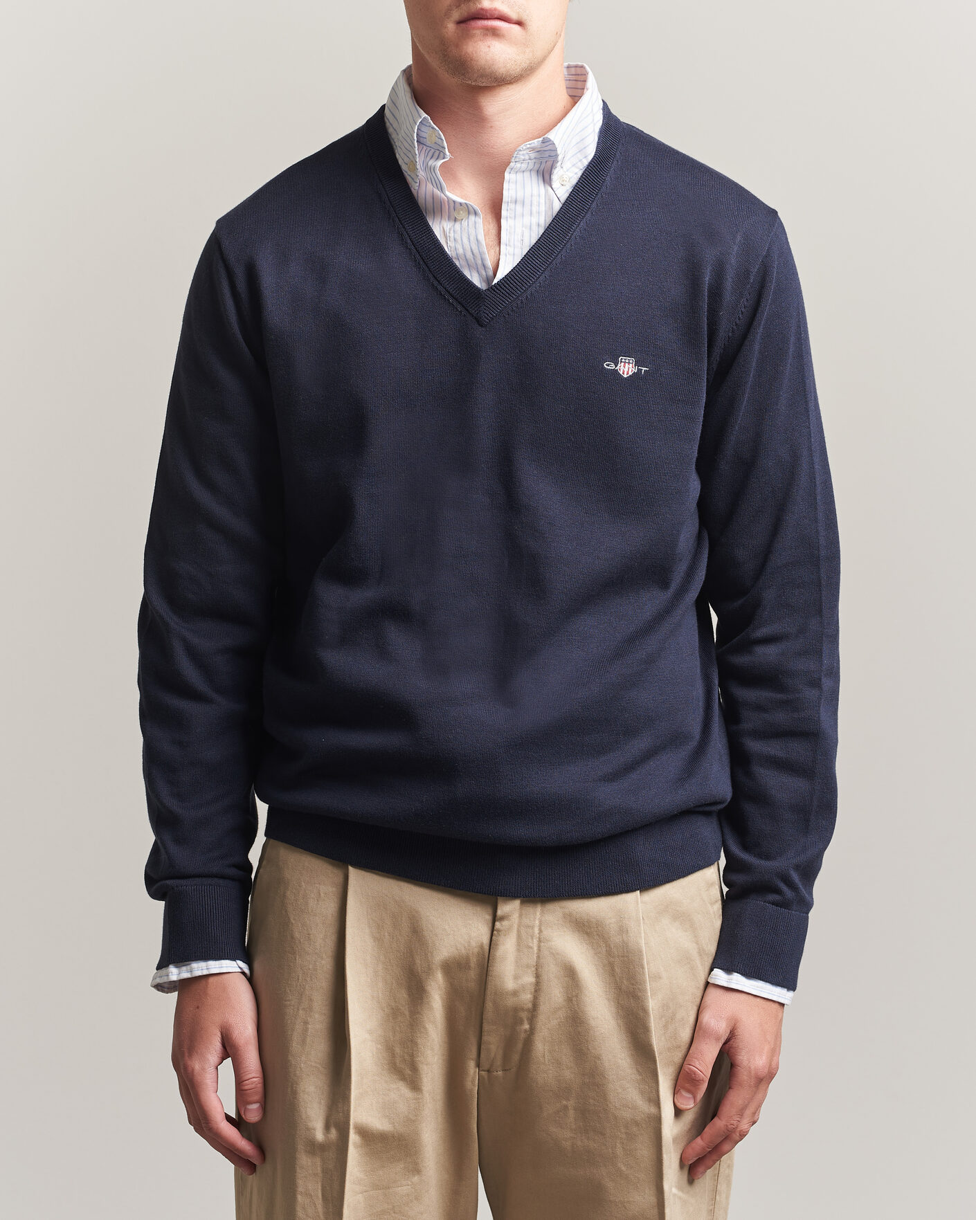 Homme | Pulls Et Tricots | Gant | Classic Cotton V-Neck Evening Blue