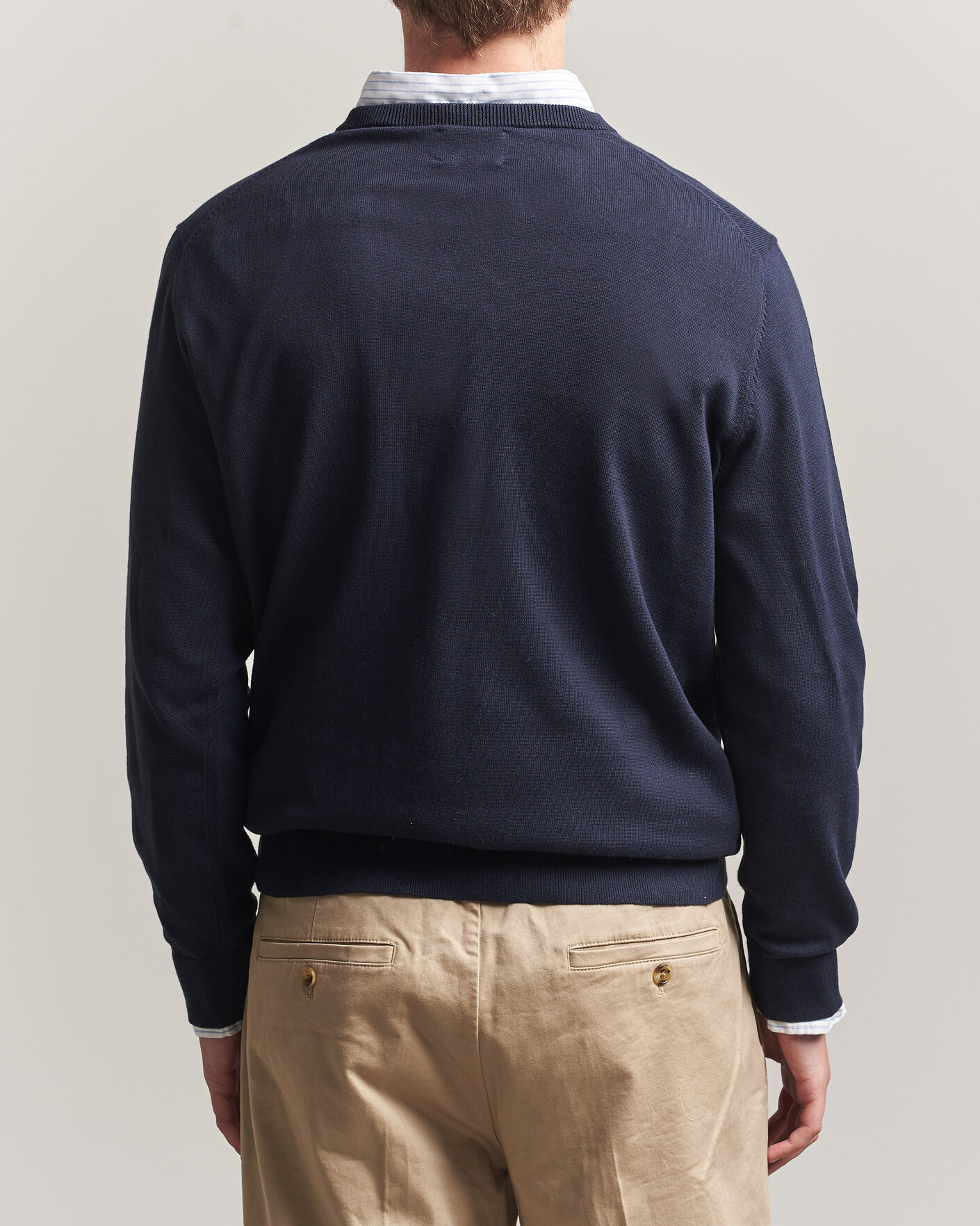 Heren | Truien | Gant | Classic Cotton V-Neck Evening Blue